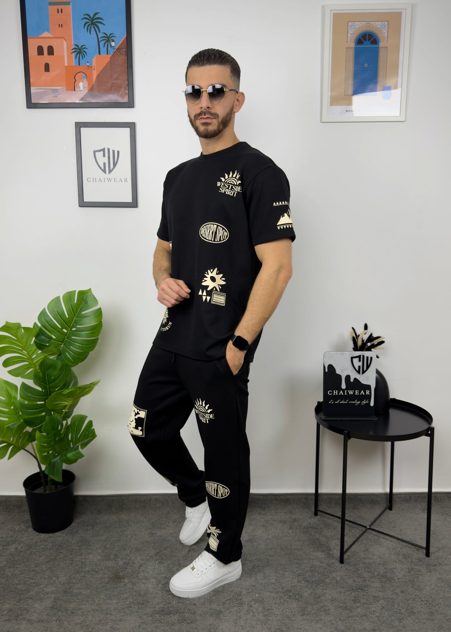 Pantalon et T-shirt Oversize en coton lourd 320 GSM Motif Westside sérigraphie