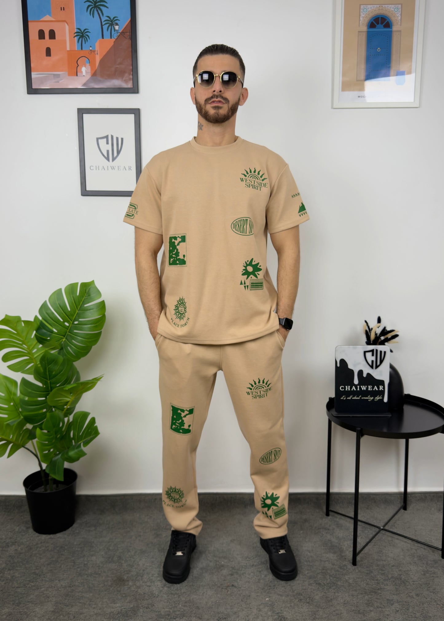 Pantalon et T-shirt Oversize en coton lourd 320 GSM Motif Westside sérigraphie