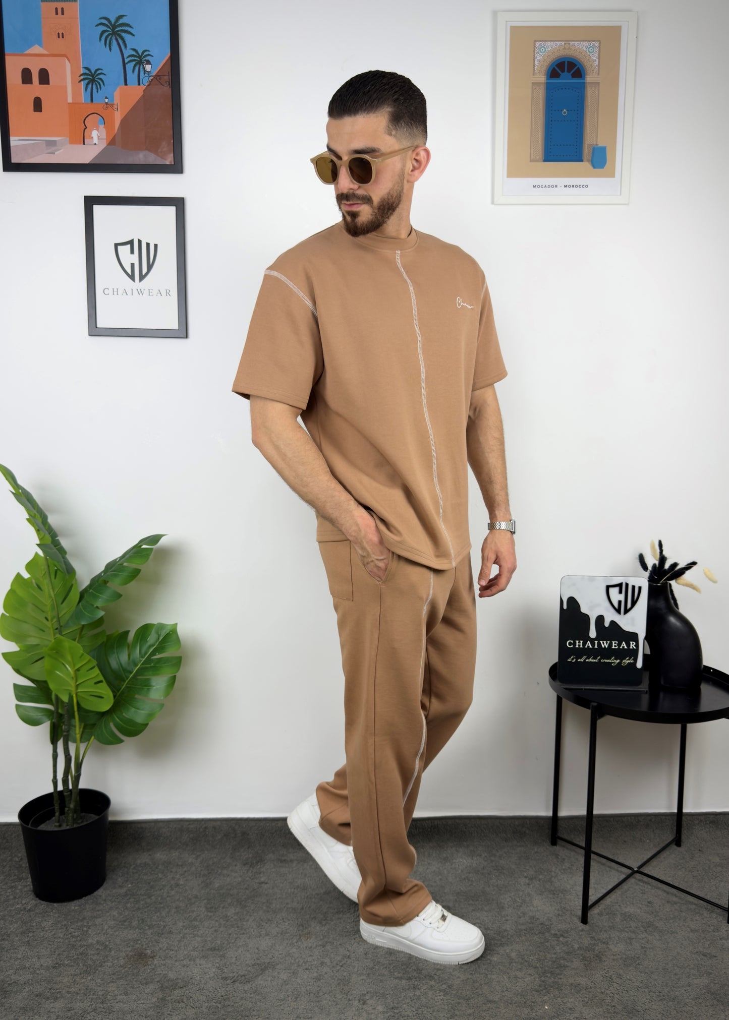 Pantalon et T-shirt Droit en coton lourd 320 GSM SRJ Couture