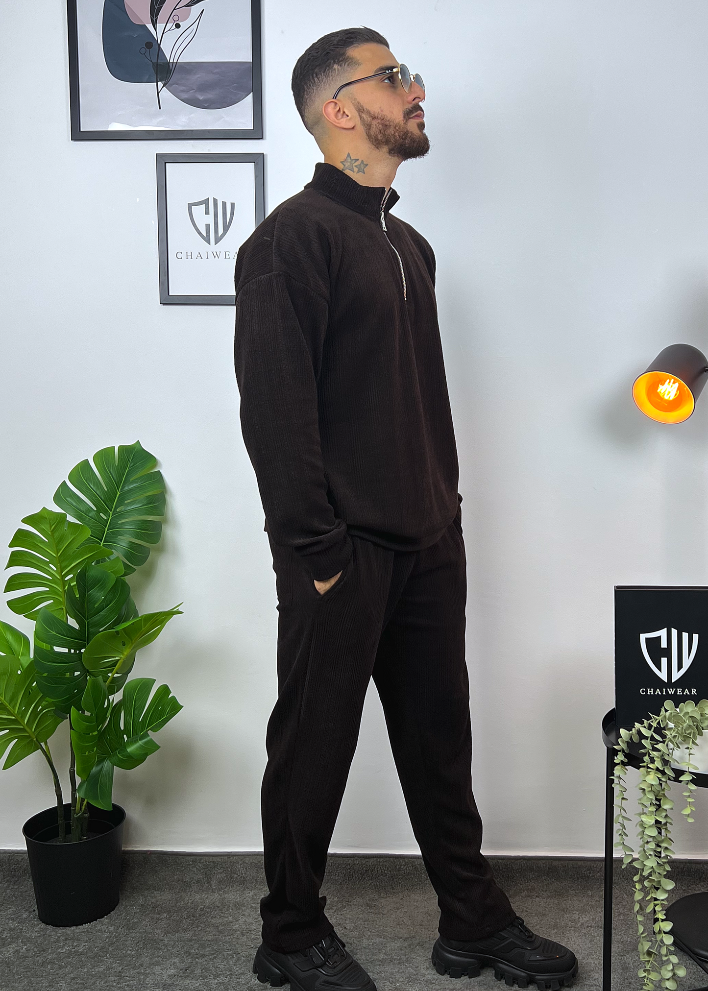 Pantalon et Sweat avec zip oversize en Maille coton lourd 320g / m²