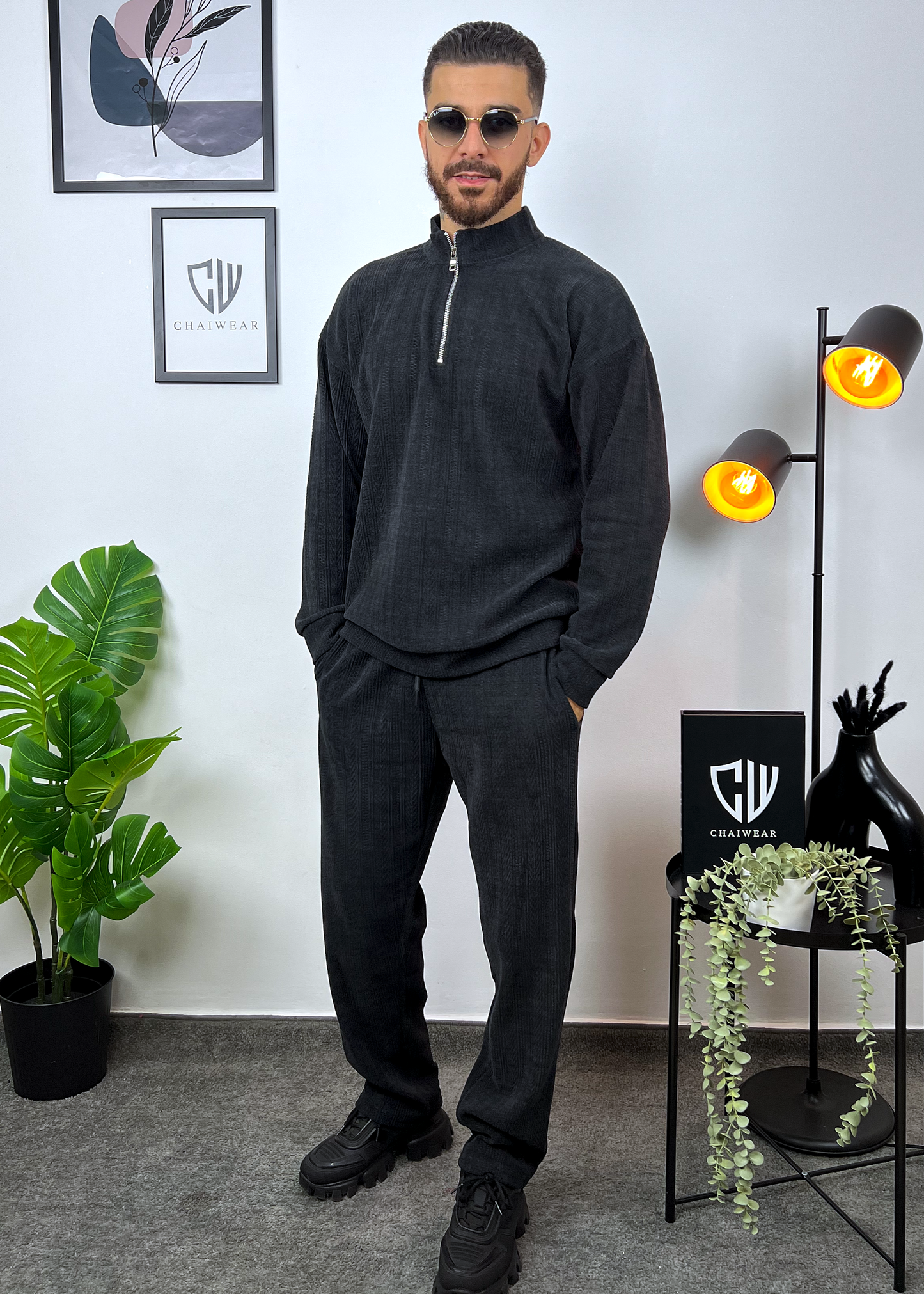 Pantalon et Sweat avec zip oversize en Maille coton lourd 320g / m²