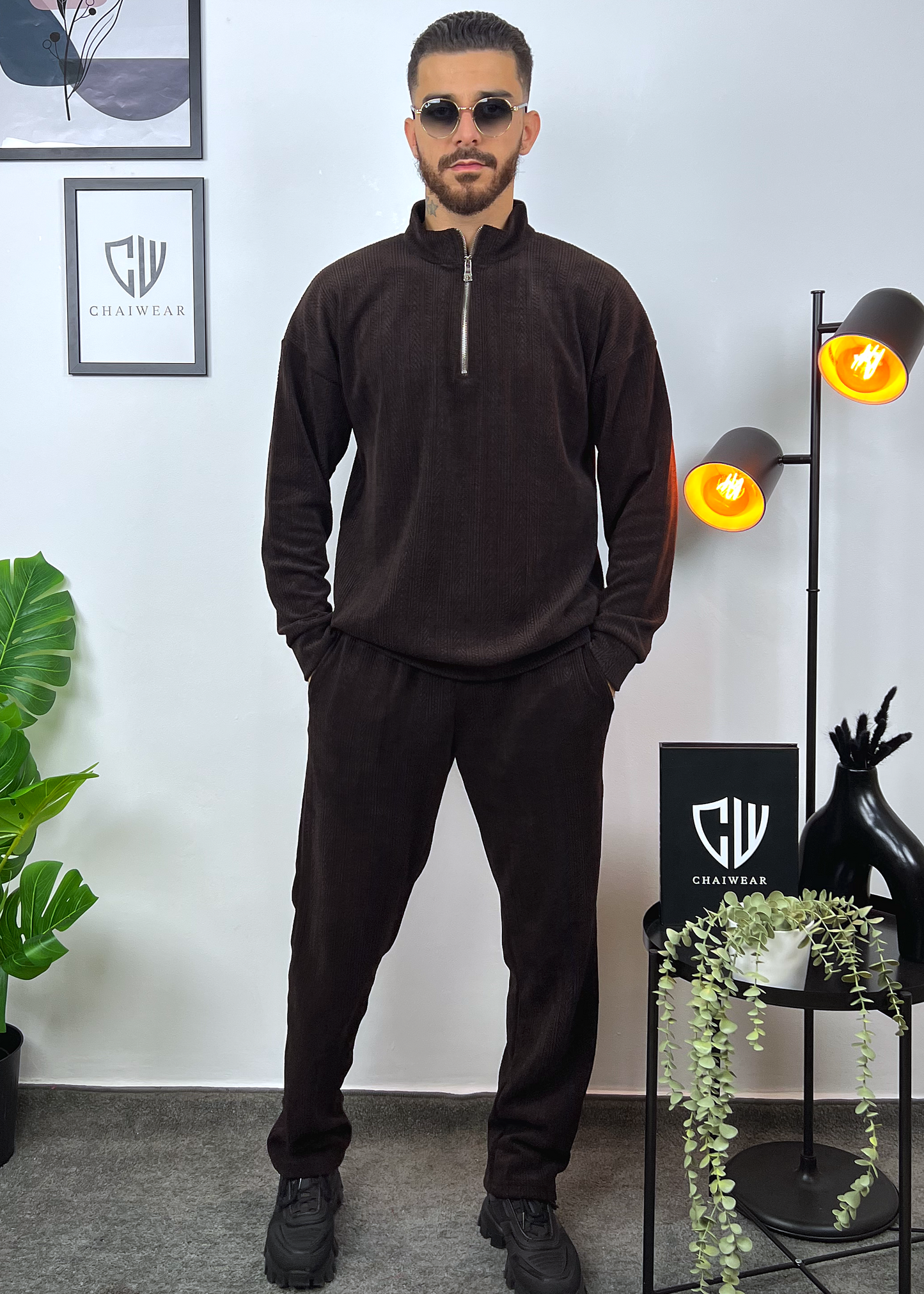 Pantalon et Sweat avec zip oversize en Maille coton lourd 320g / m²