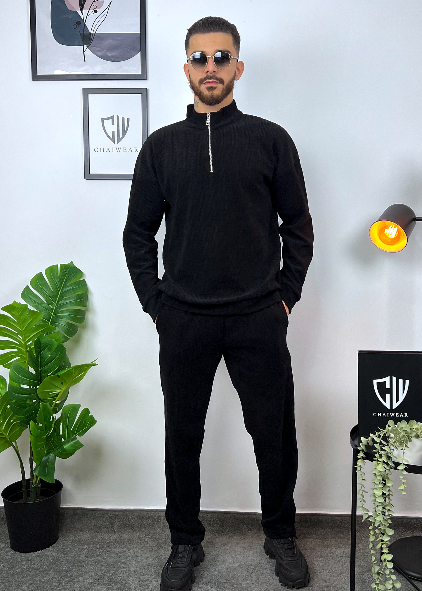 Pantalon et Sweat avec zip oversize en Maille coton lourd 320g / m²