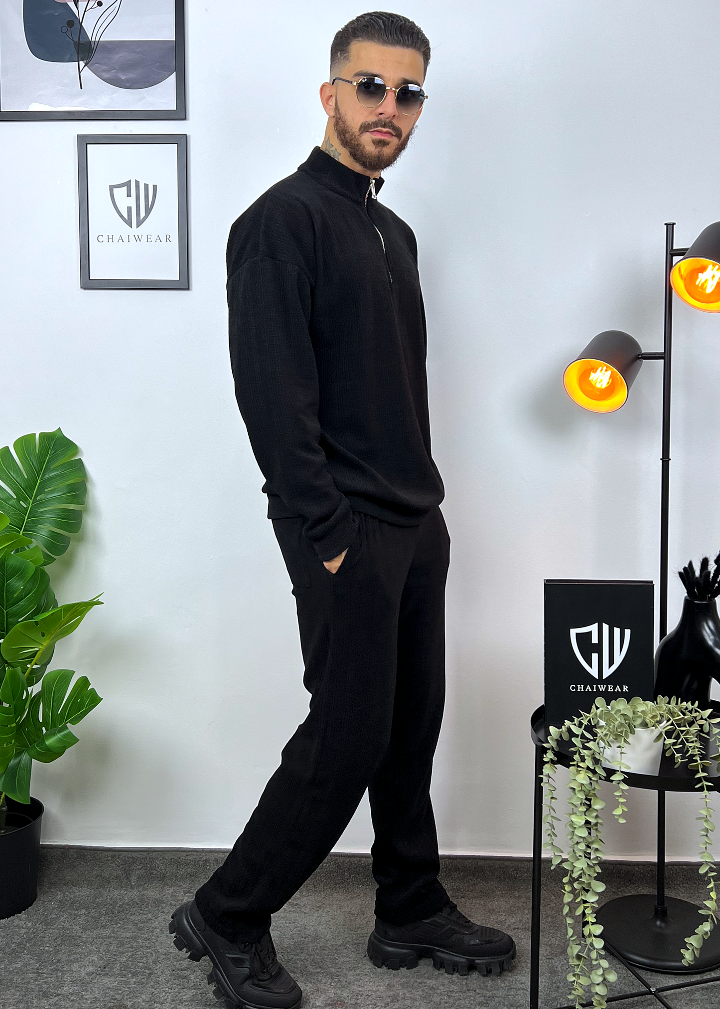Pantalon et Sweat avec zip oversize en Maille coton lourd 320g / m²