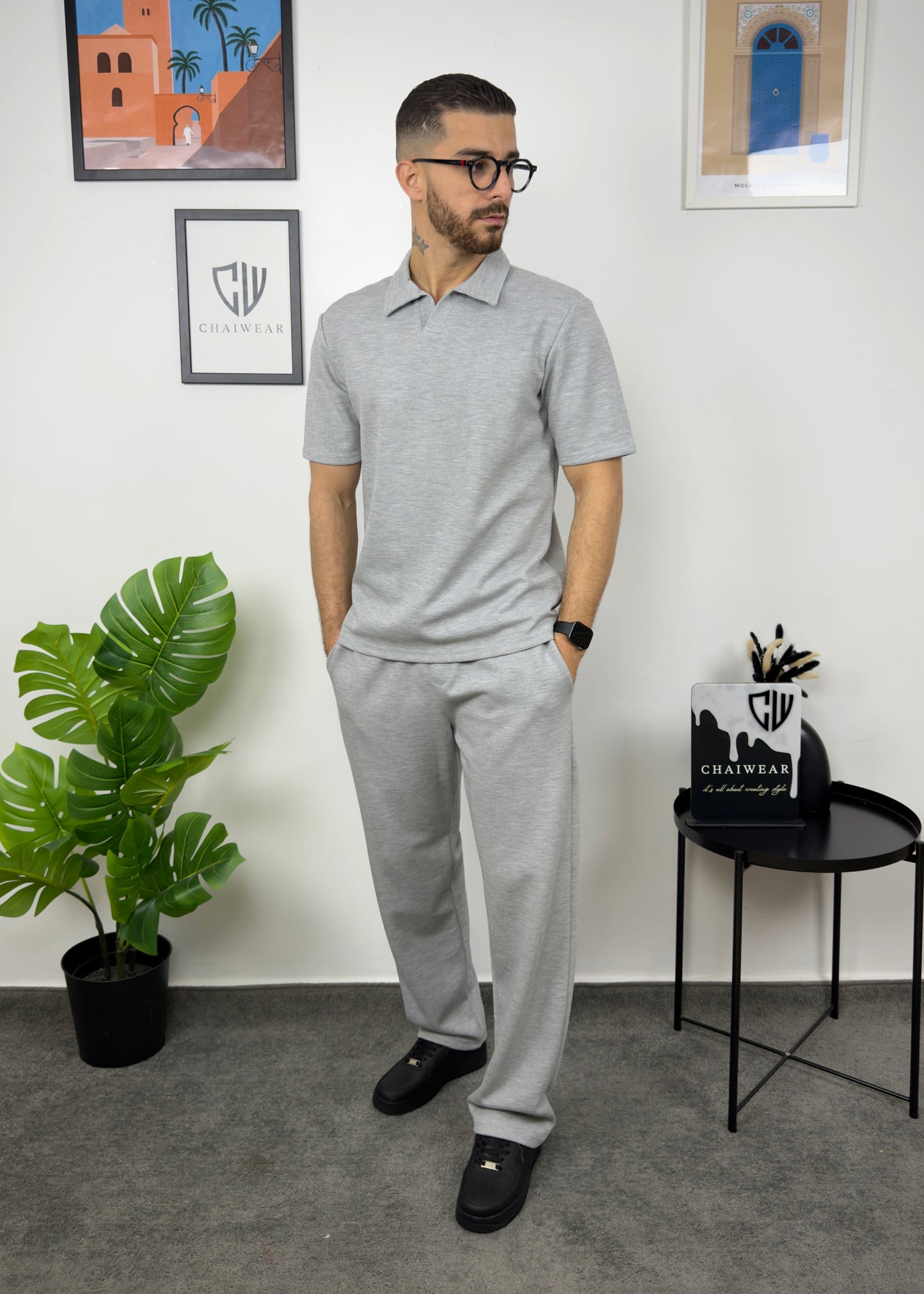 Pantalon et Polo Simple en coton lourd 320 GSM