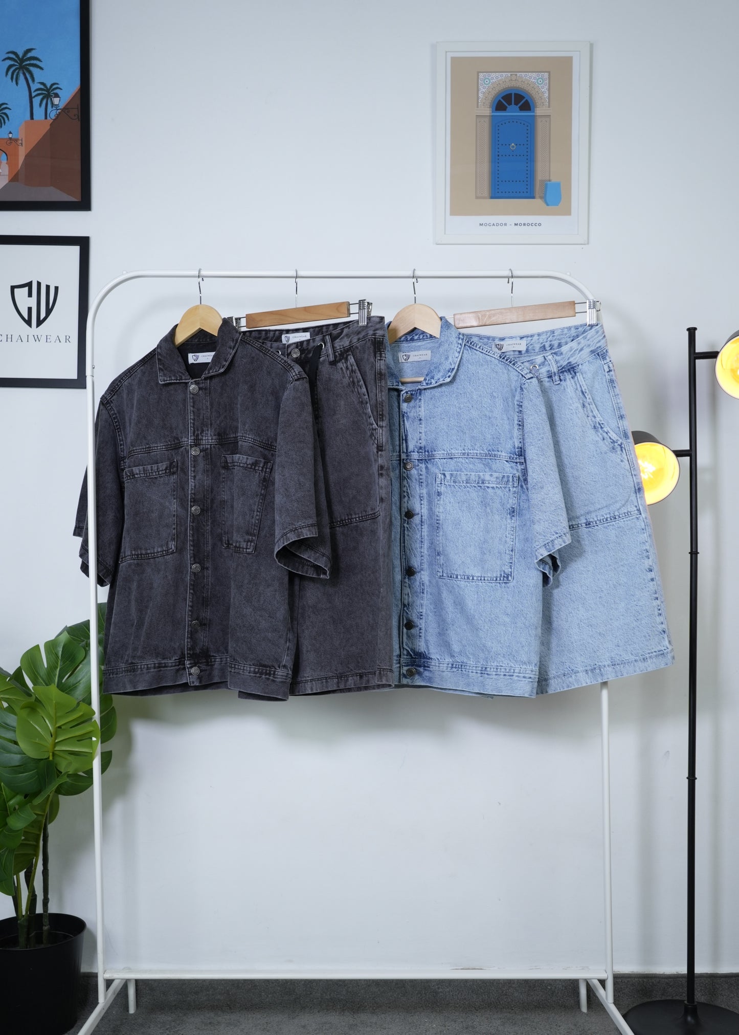 Short et Veste en Jeans oversize en coton lourd 12 Oz