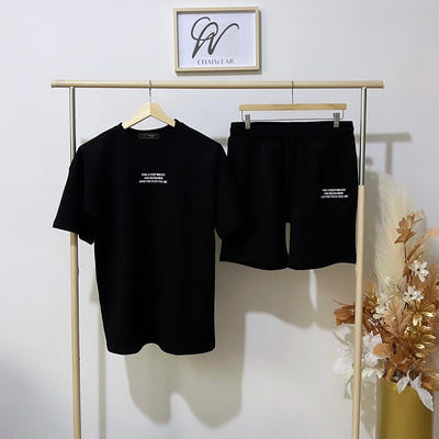Complet Culotte et T-shirt take a deep oversize Noir en coton lourd 320 g