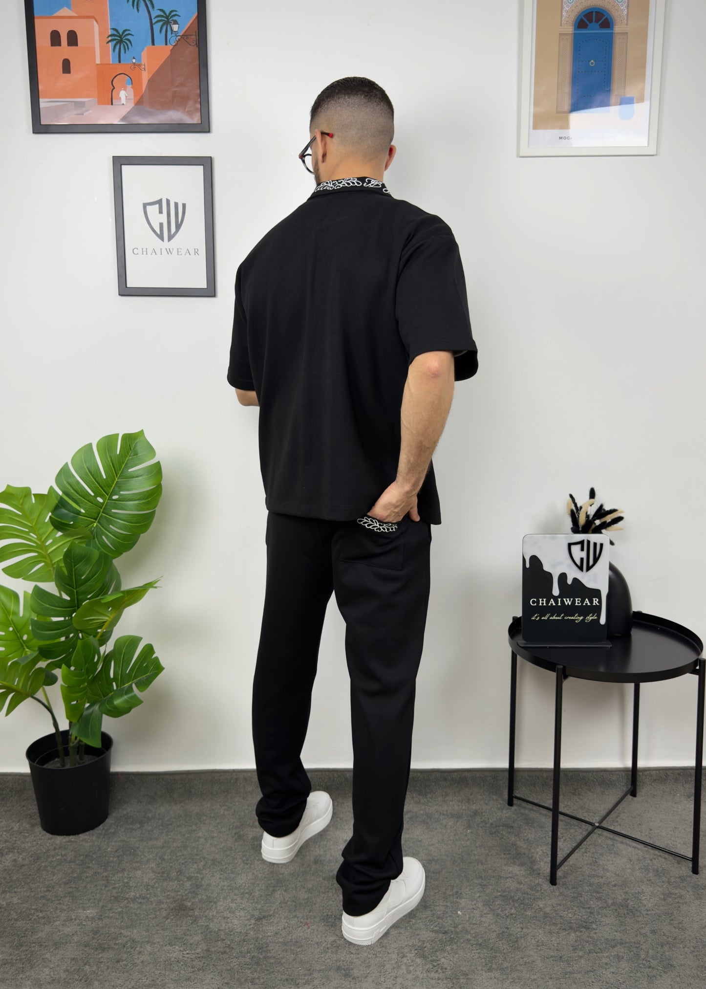 Pantalon et Chemise avec poche Oversize en coton lourd 320 GSM avec Broderie