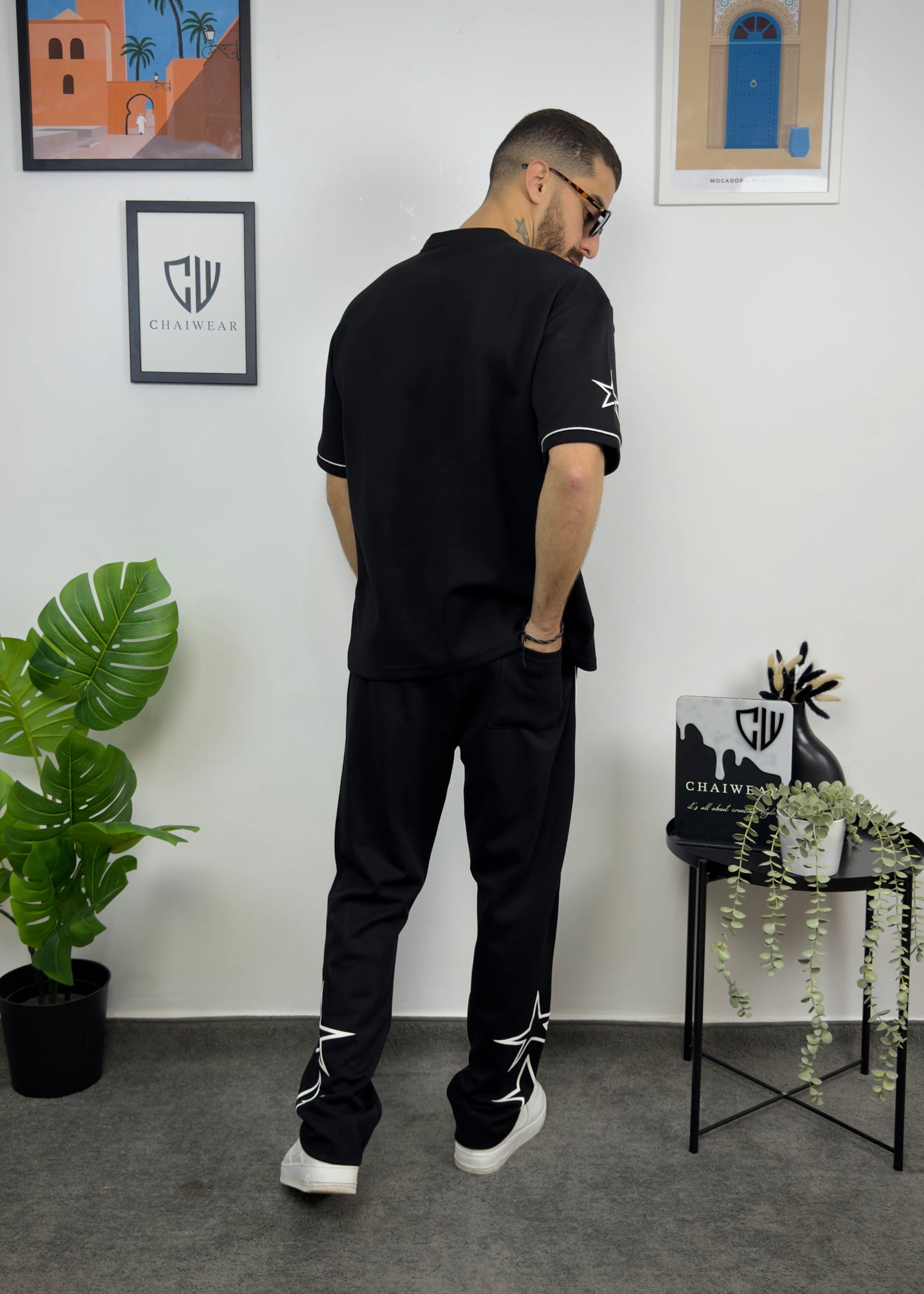 Pantalon et T-shirt Oversize en coton lourd 320 GSM Motif étoiles sérigraphie