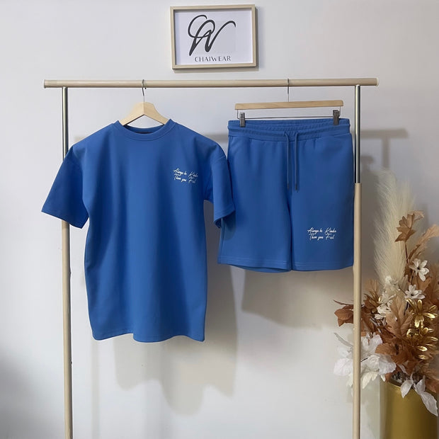 Complet Culotte et T-shirt always oversize Bleu en coton lourd 320 g