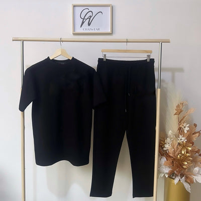 Complet Pantalon et T-shirt oversize en coton Noir lourd 320 g