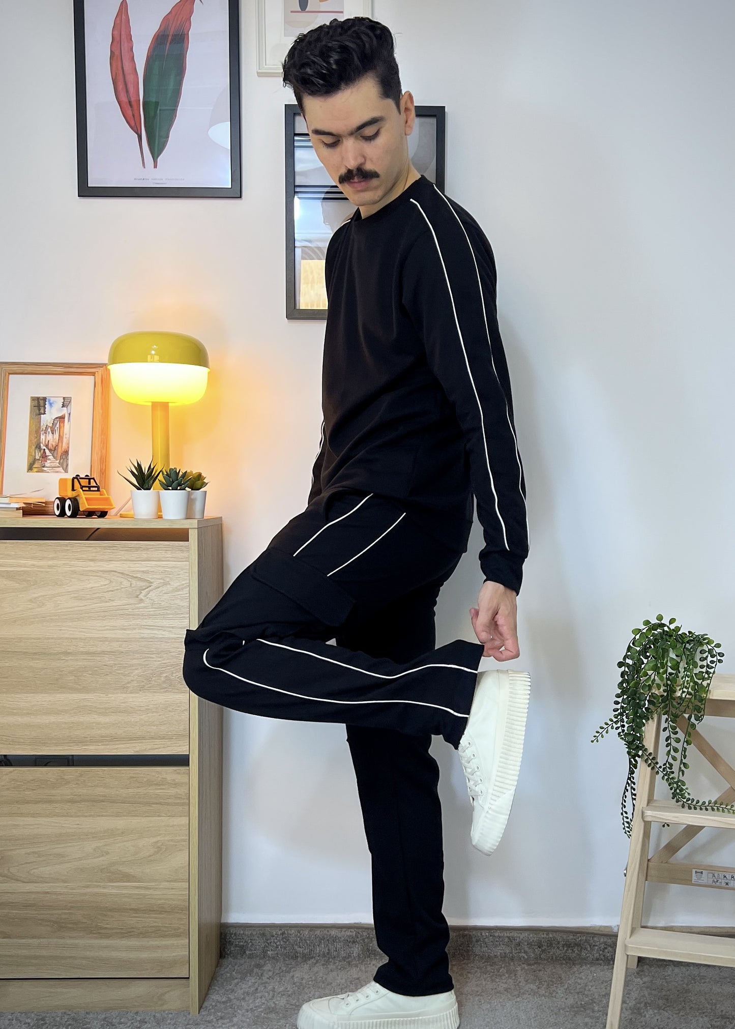 Pantalon et Sweat coupe slim droit avec double paypine en coton lourd 320 GSM