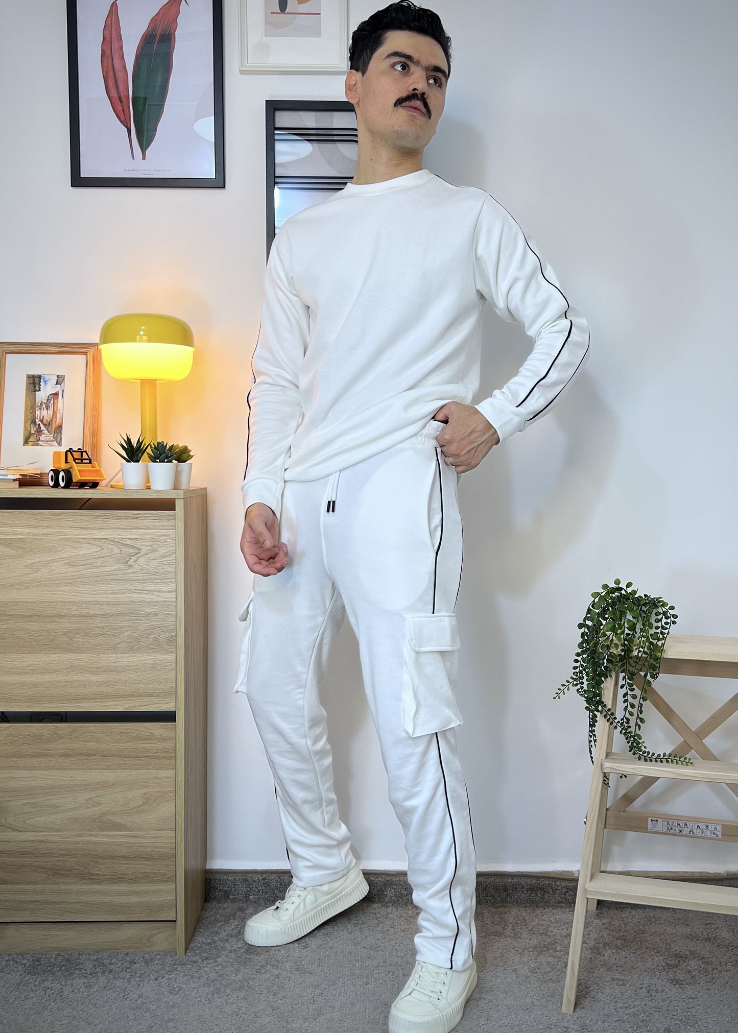 Pantalon et Sweat coupe slim droit avec double paypine en coton lourd 320 GSM
