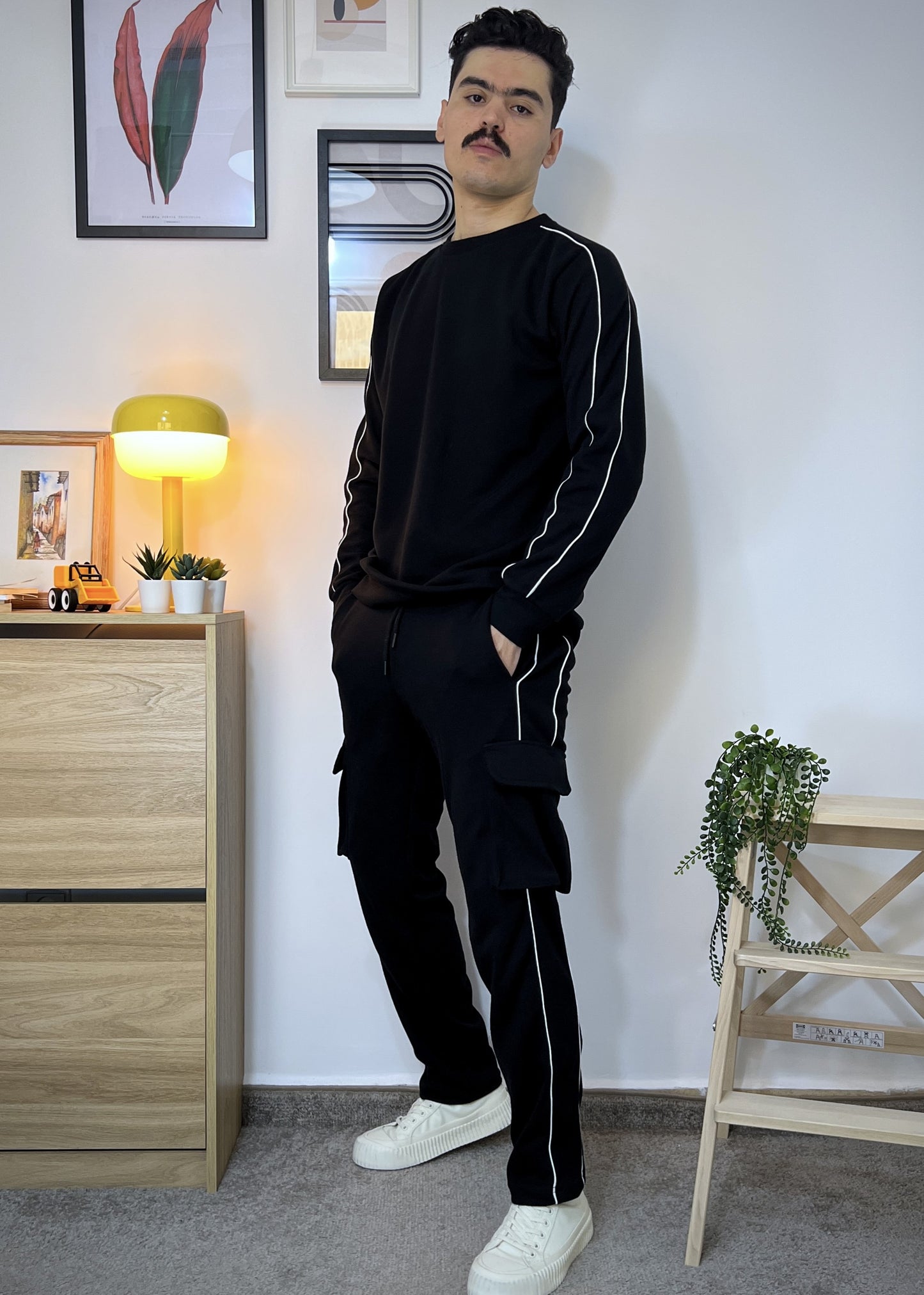 Pantalon et Sweat coupe slim droit avec double paypine en coton lourd 320 GSM