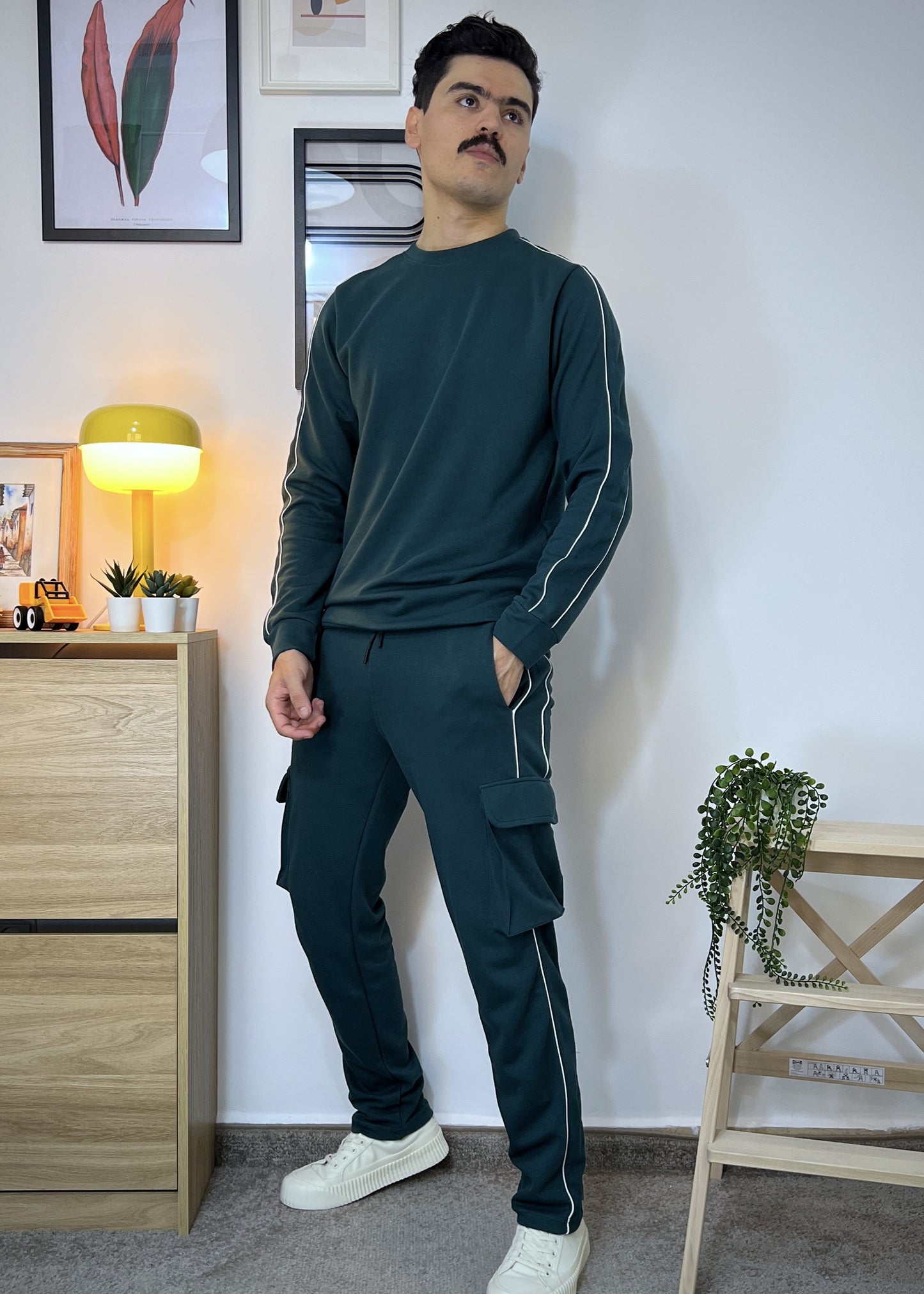 Pantalon et Sweat coupe slim droit avec double paypine en coton lourd 320 GSM