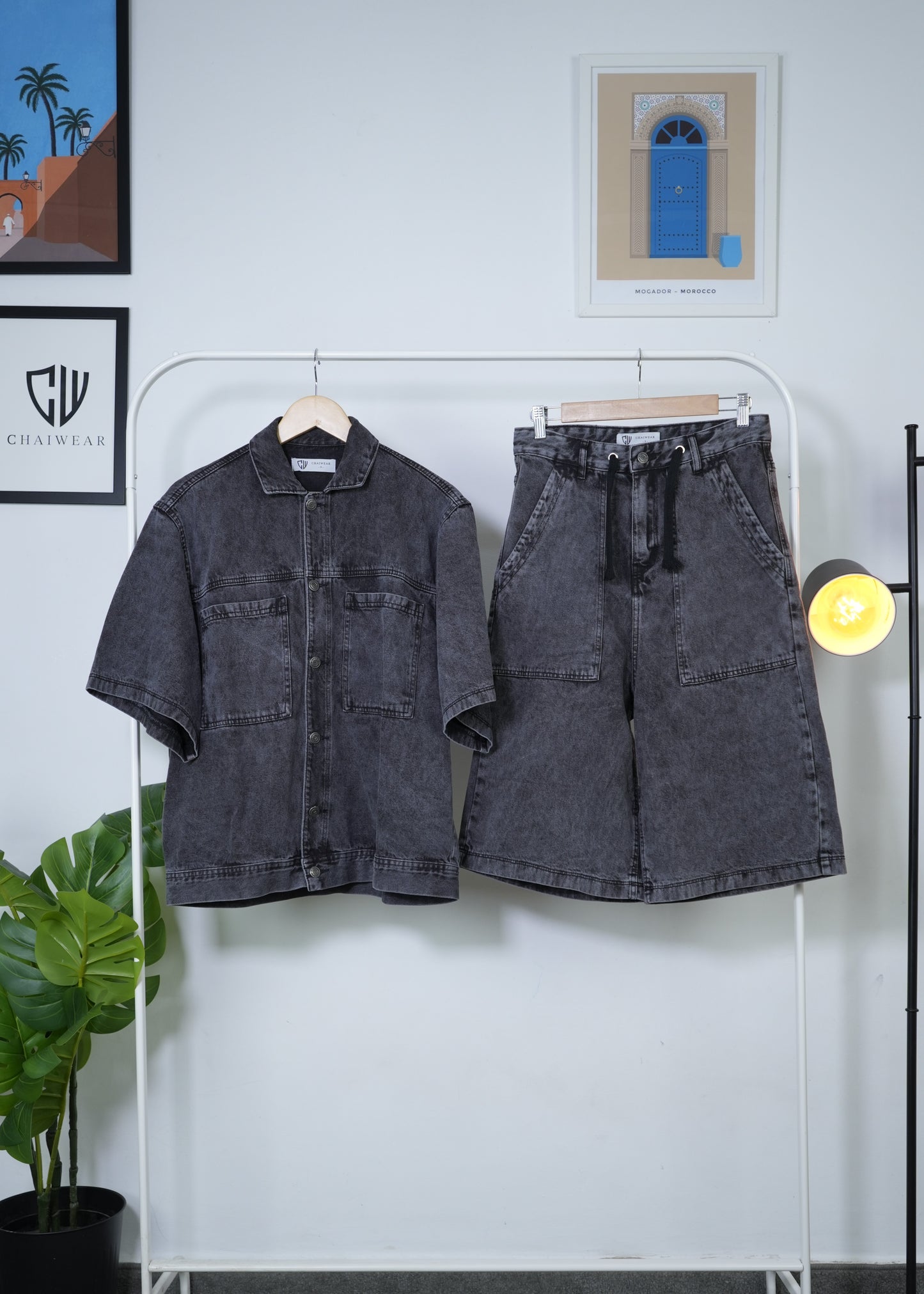 Short et Veste en Jeans oversize en coton lourd 12 Oz