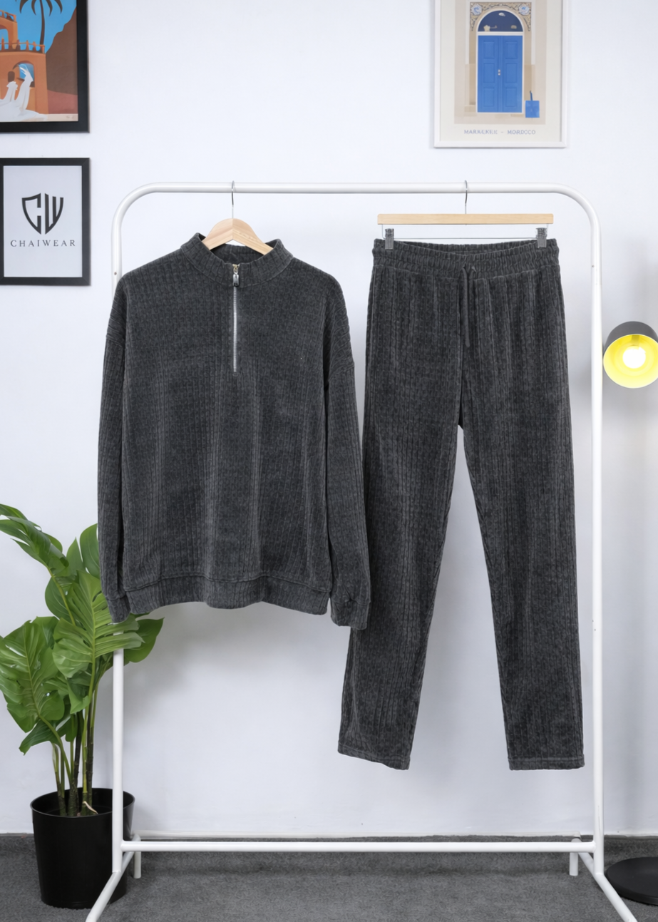 Pantalon et Sweat avec zip oversize en Maille coton lourd 320g / m²