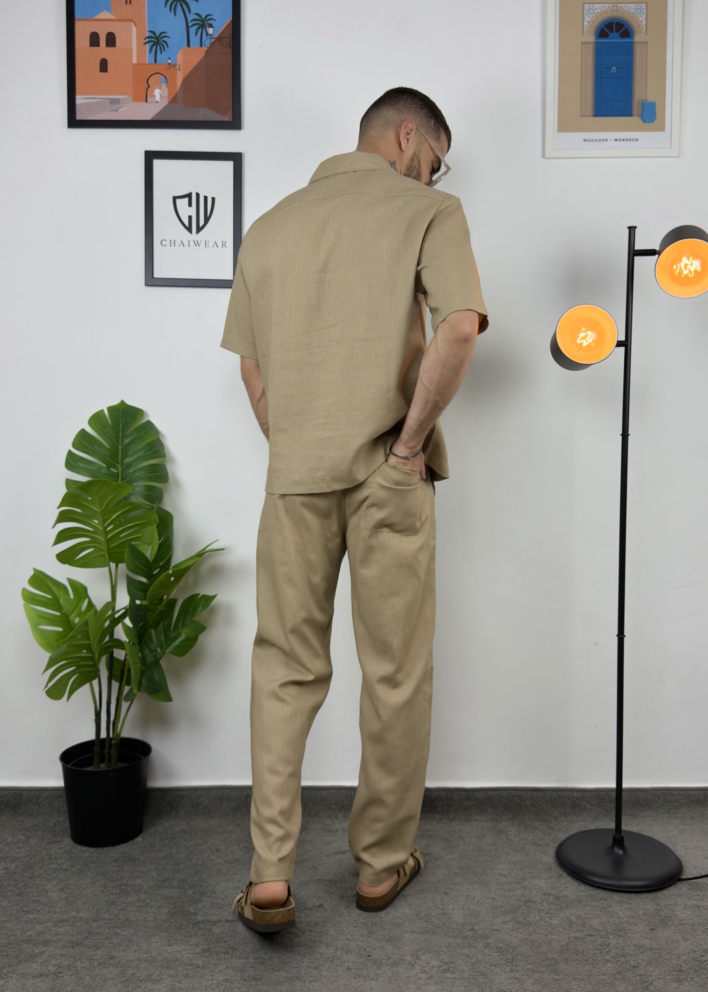 Pantalon et Chemise En lin 100 % en coton lourd