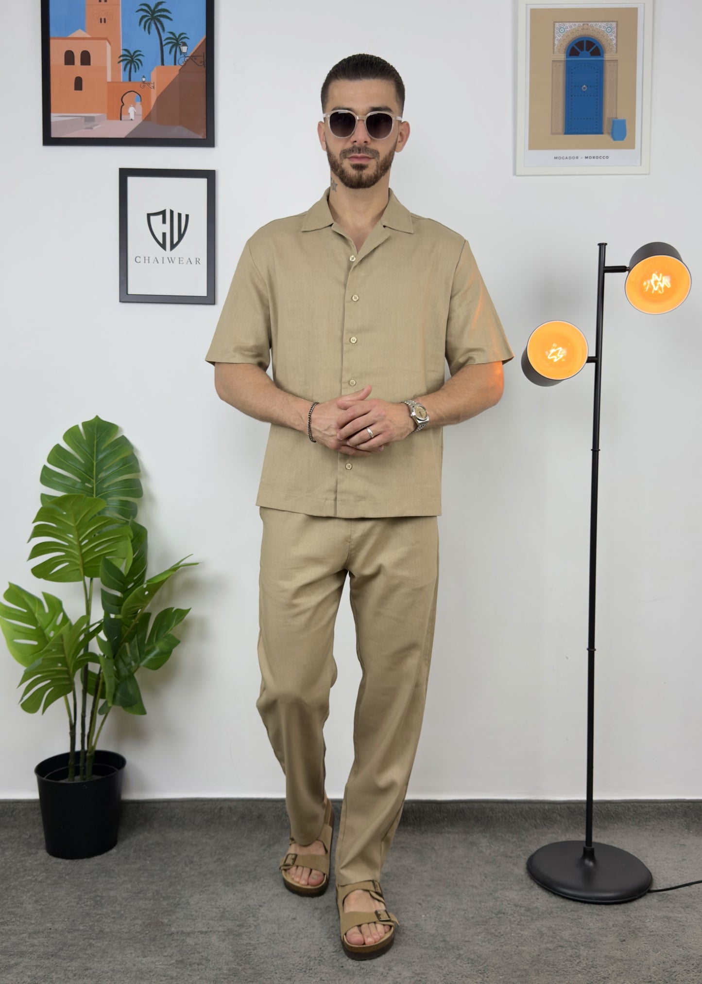 Pantalon et Chemise En lin 100 % en coton lourd