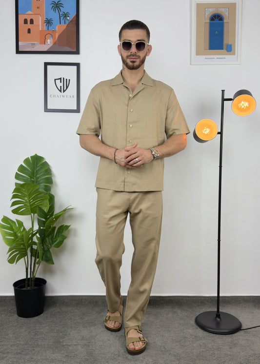 Pantalon et Chemise En lin 100 % en coton lourd