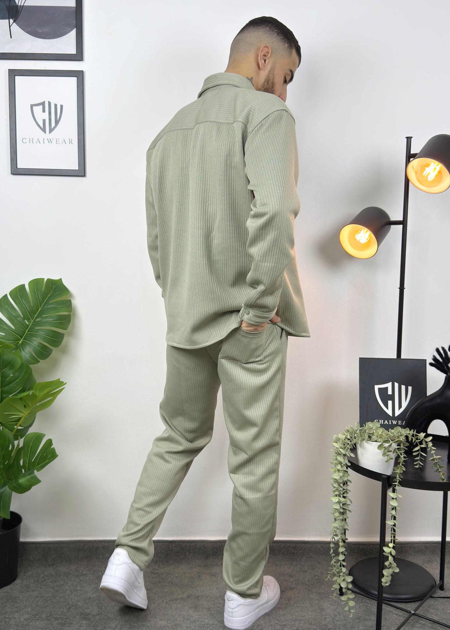 Pantalon et Chemise avec bouton oversize en coton lourd 450 GSM