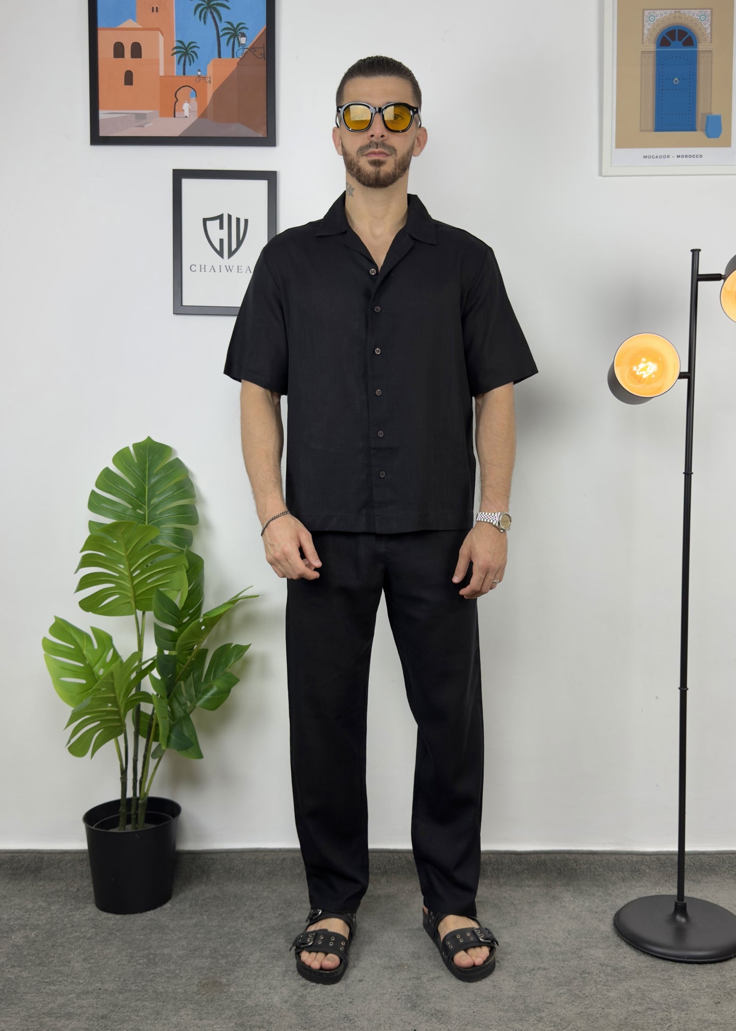 Pantalon et Chemise En lin 100 % en coton lourd