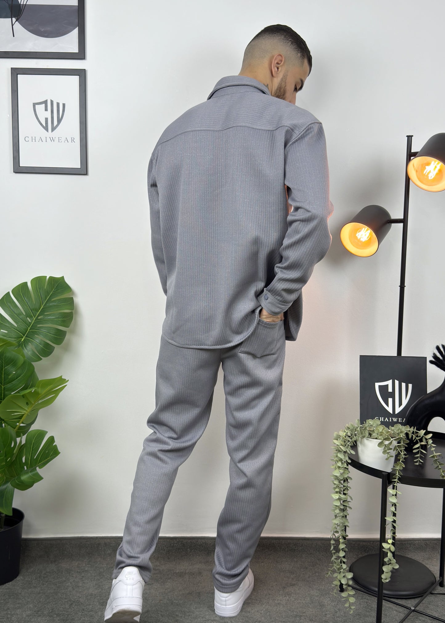 Pantalon et Chemise avec bouton oversize en coton lourd 450 GSM