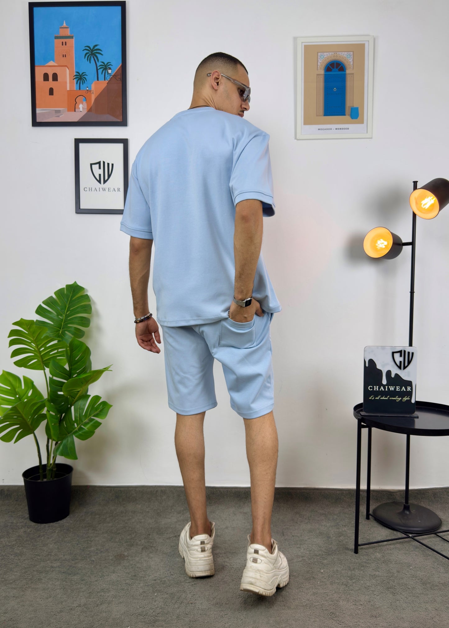 Short et T-shirt simple oversize en coton lourd 320 GSM