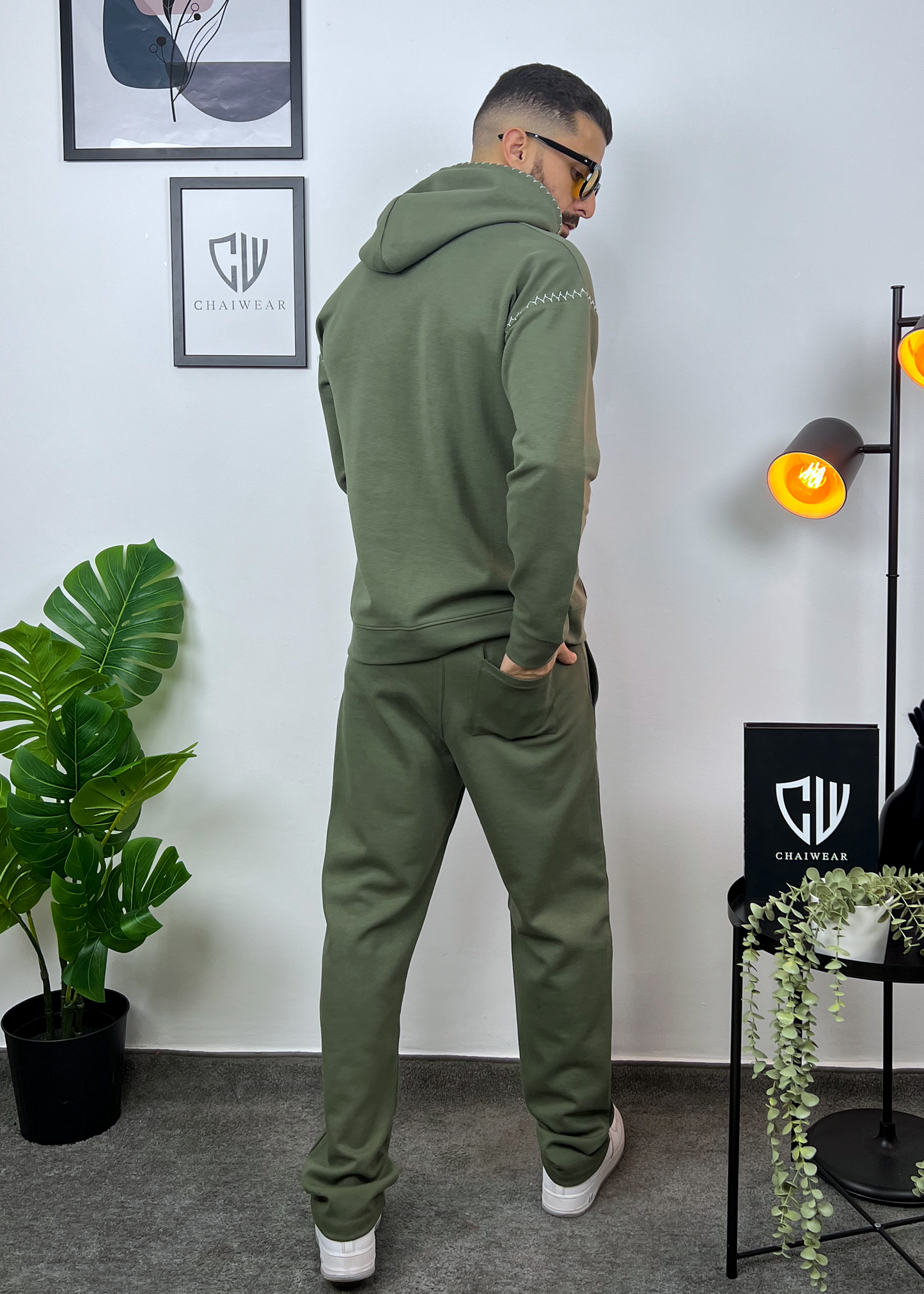 Pantalon et Capuche avec broderie oversize en coton lourd 320g / m²