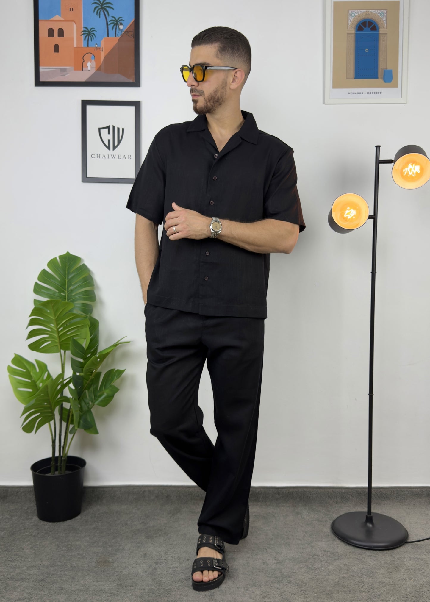 Pantalon et Chemise En lin 100 % en coton lourd