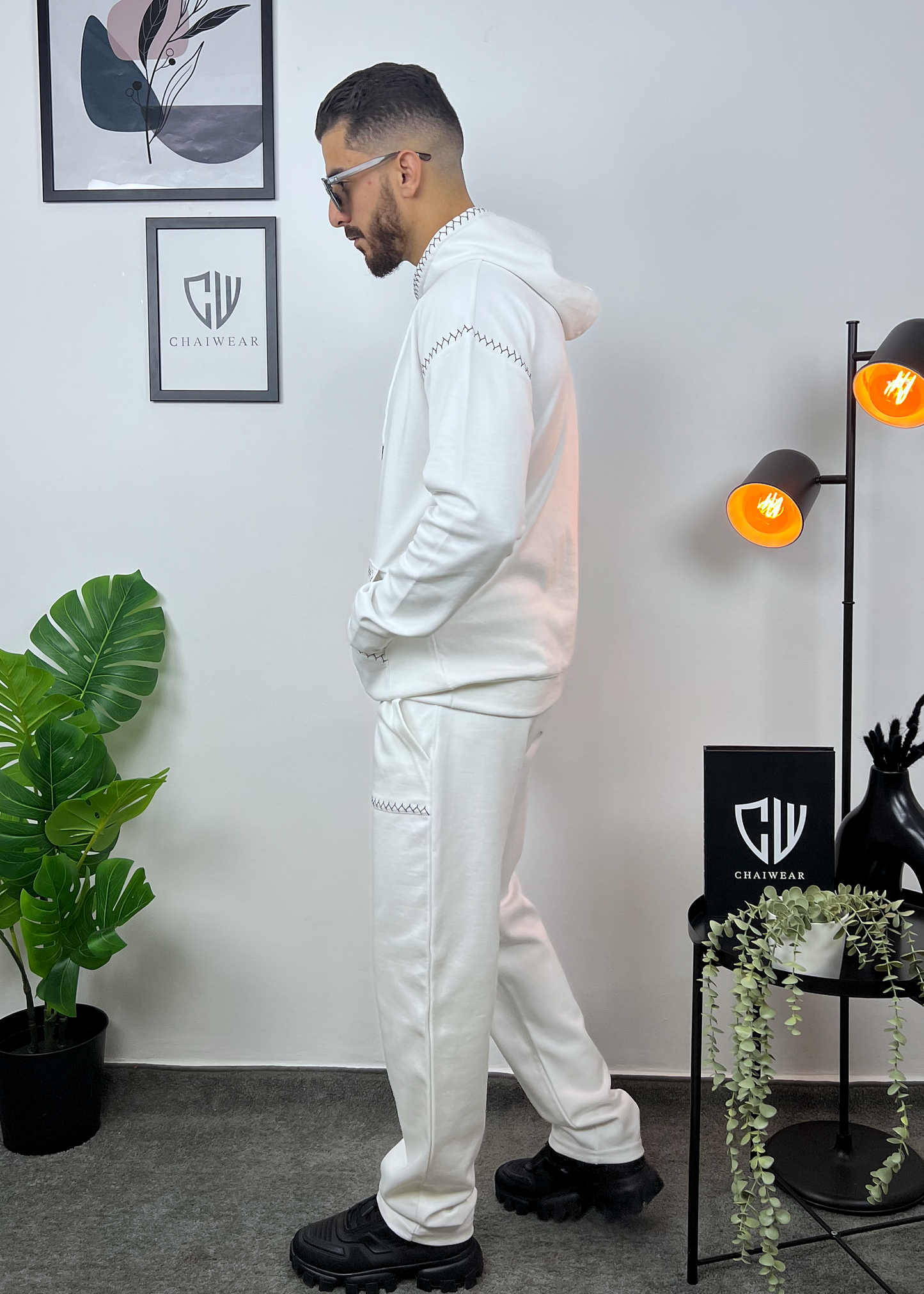 Pantalon et Capuche avec broderie oversize en coton lourd 320g / m²