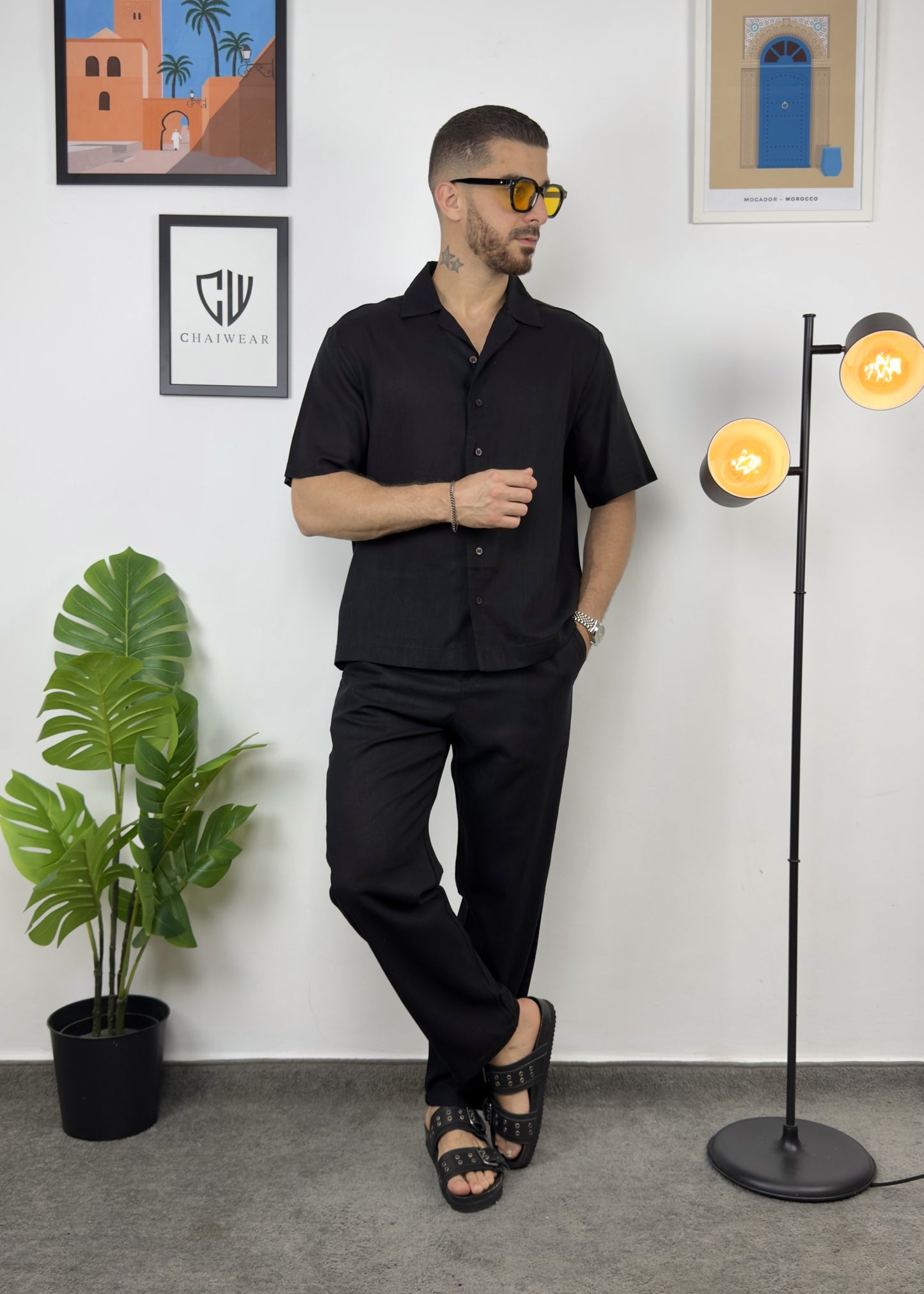 Pantalon et Chemise En lin 100 % en coton lourd