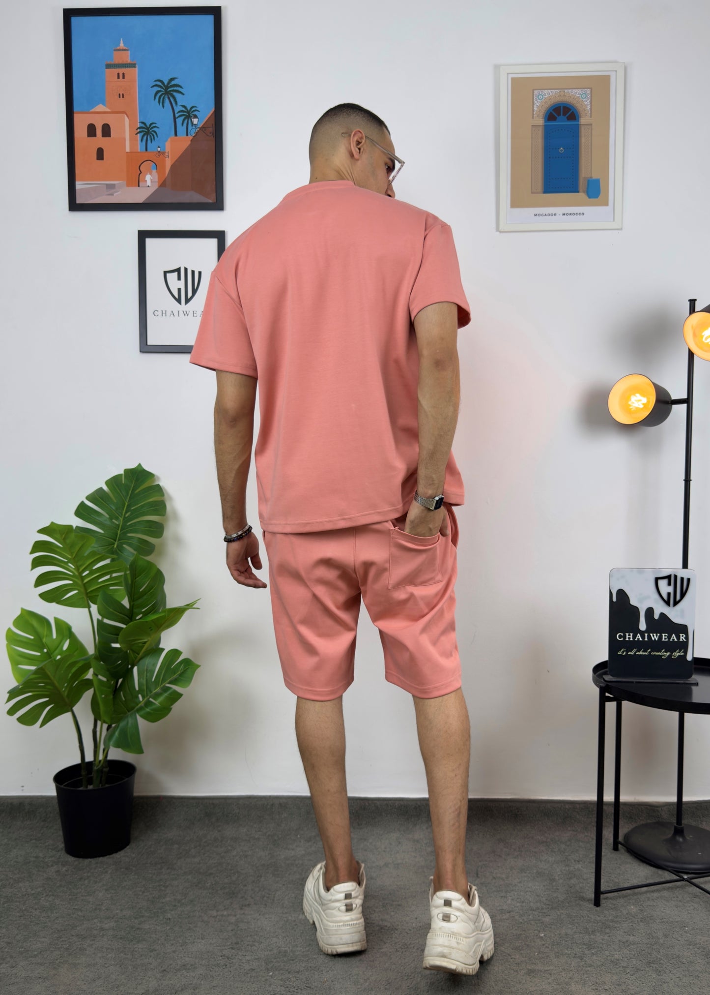 Short et T-shirt simple oversize en coton lourd 320 GSM