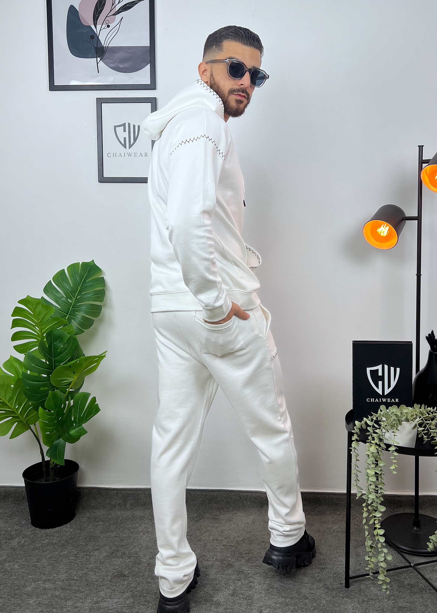 Pantalon et Capuche avec broderie oversize en coton lourd 320g / m²