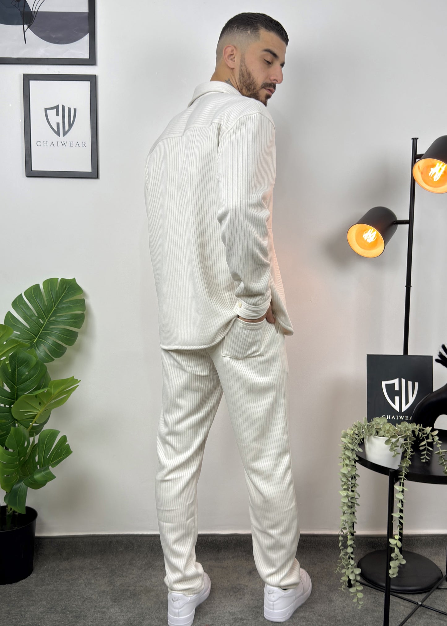 Pantalon et Chemise avec bouton oversize en coton lourd 450 GSM