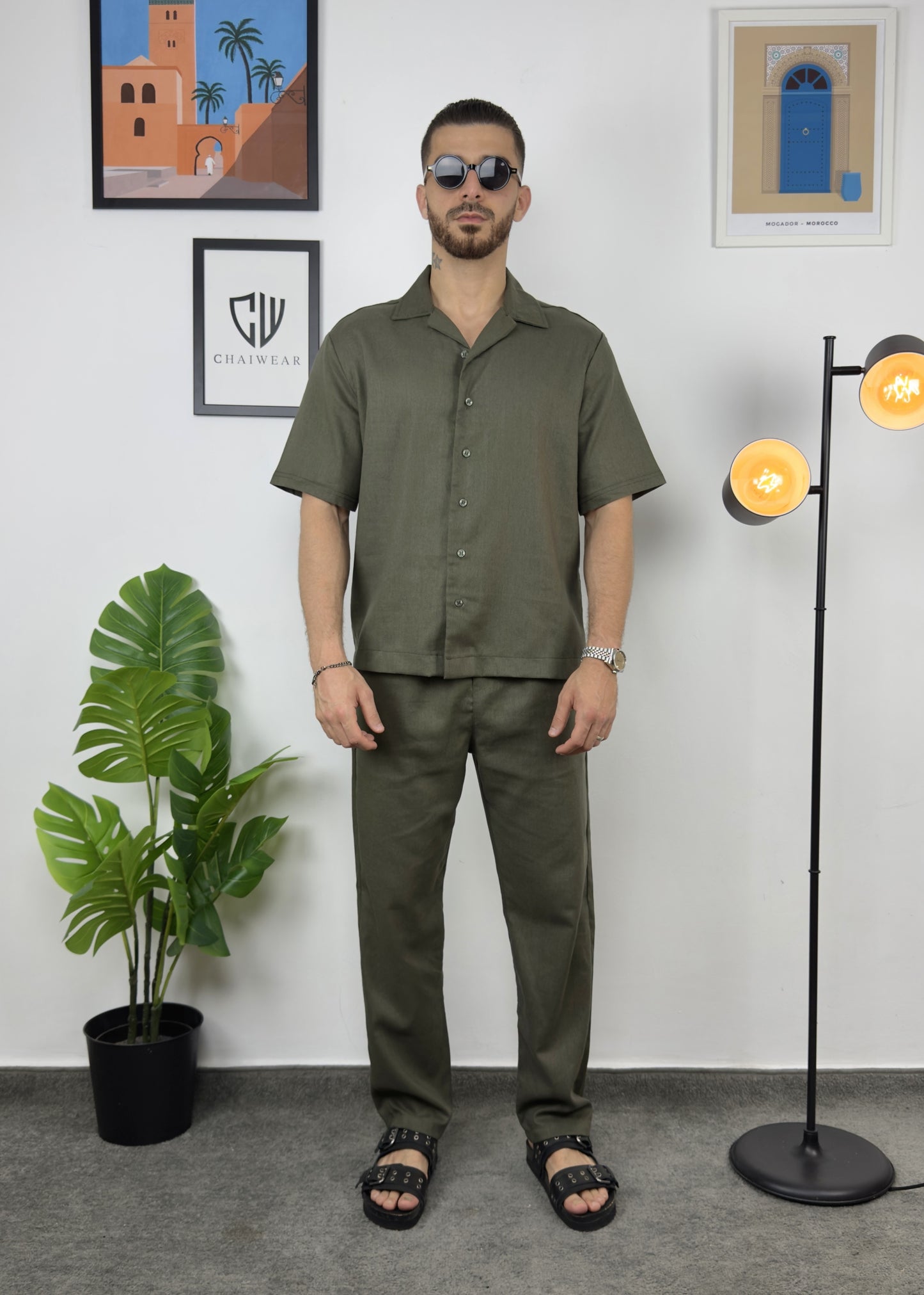 Pantalon et Chemise En lin 100 % en coton lourd