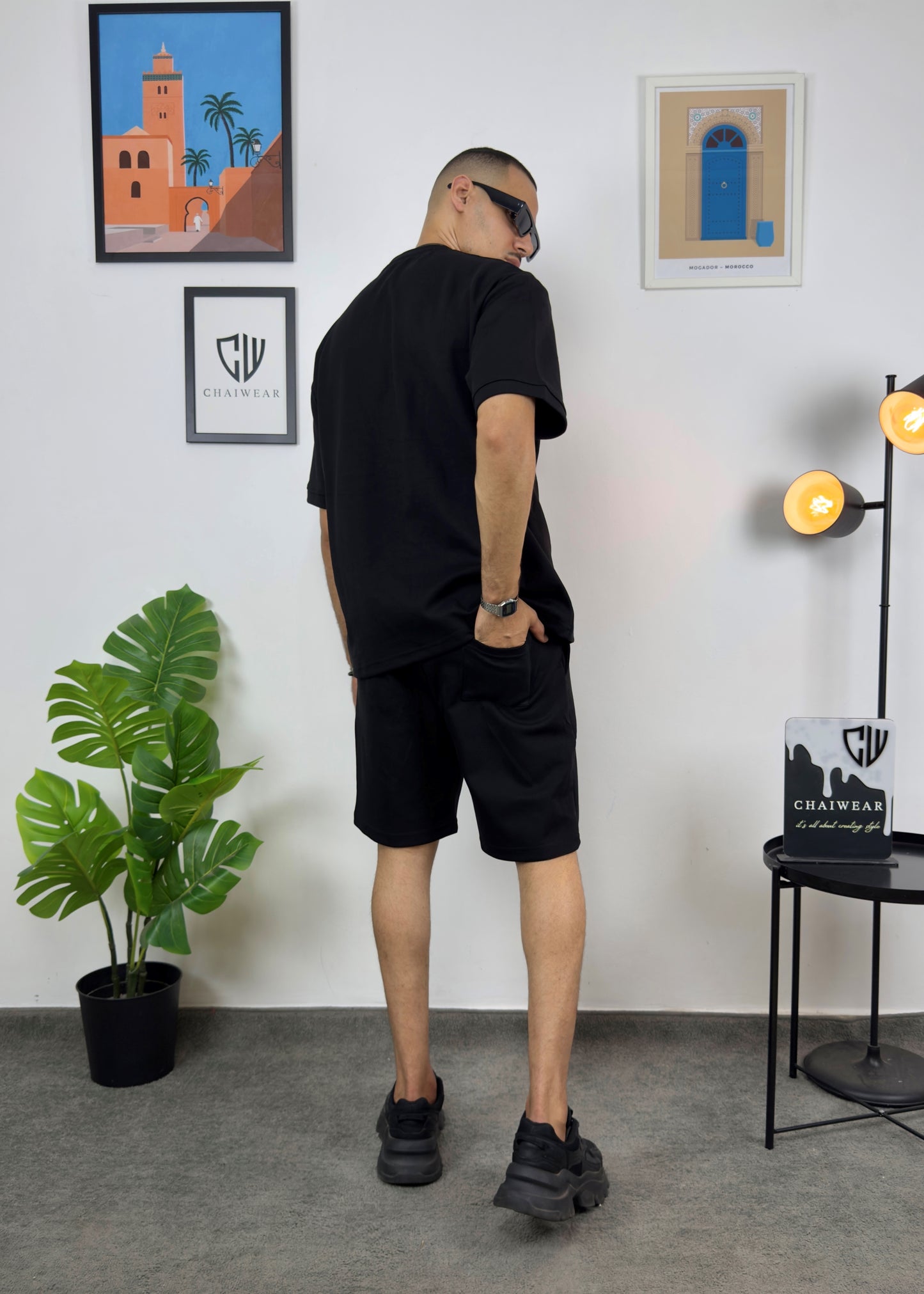 Short et T-shirt simple oversize en coton lourd 320 GSM