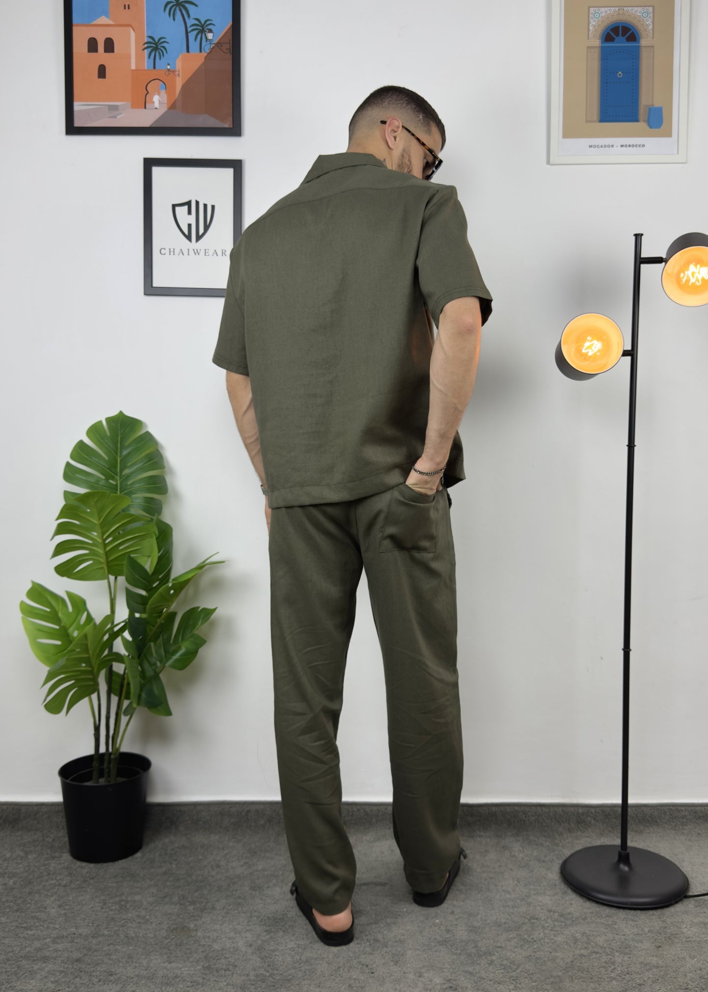 Pantalon et Chemise En lin 100 % en coton lourd