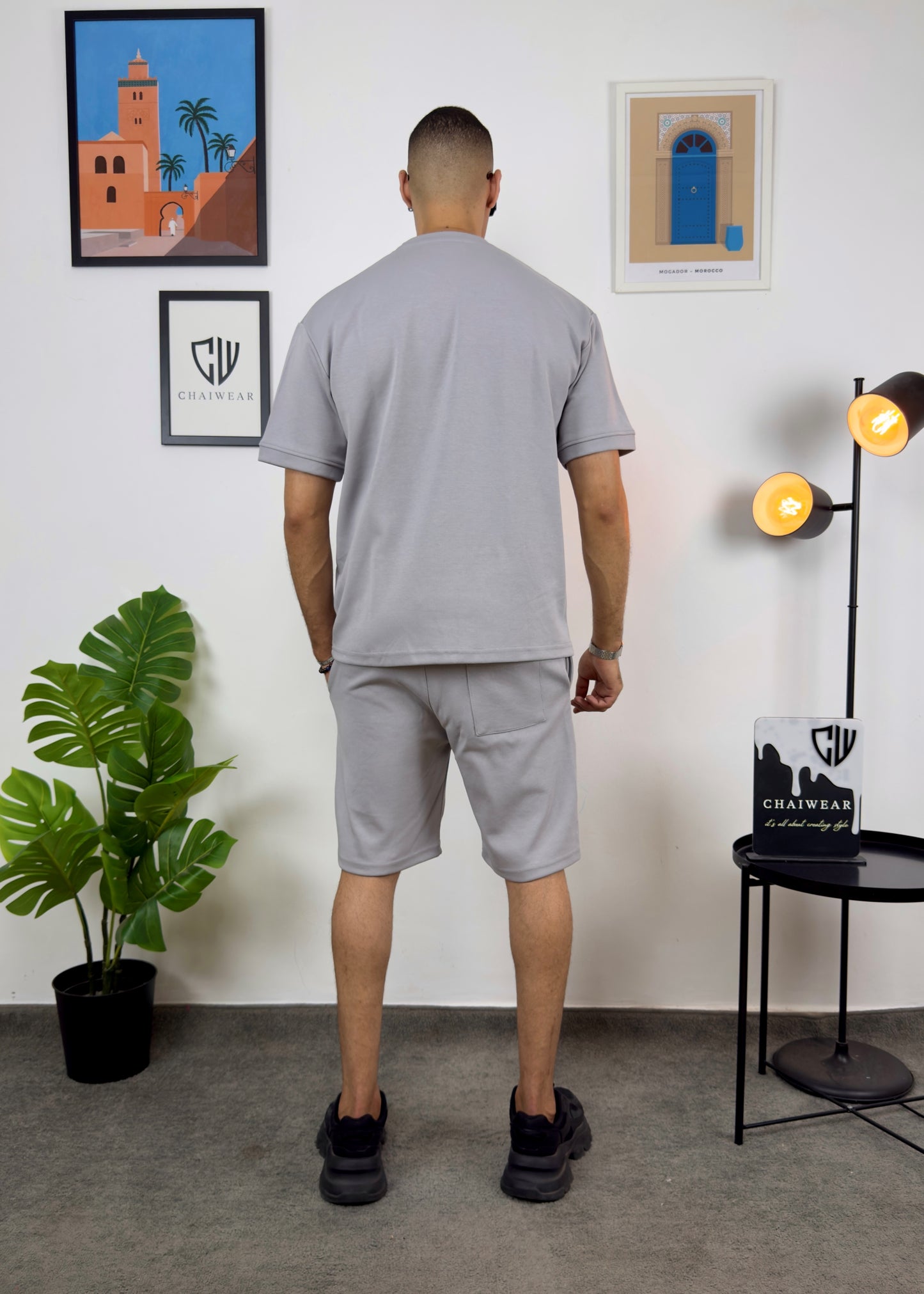 Short et T-shirt simple oversize en coton lourd 320 GSM