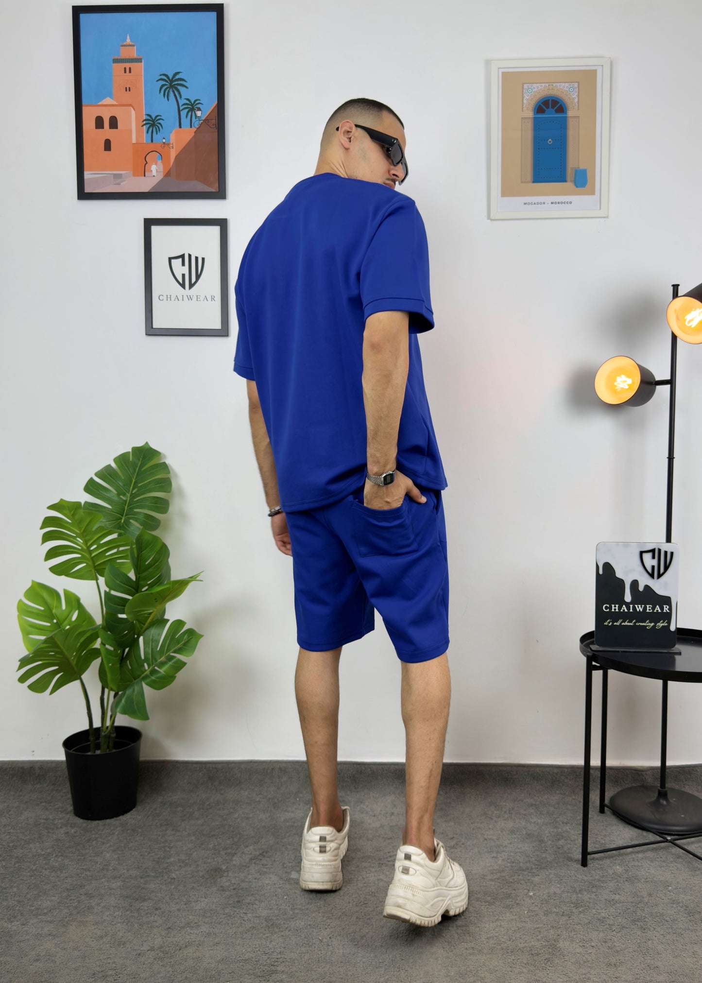 Short et T-shirt simple oversize en coton lourd 320 GSM