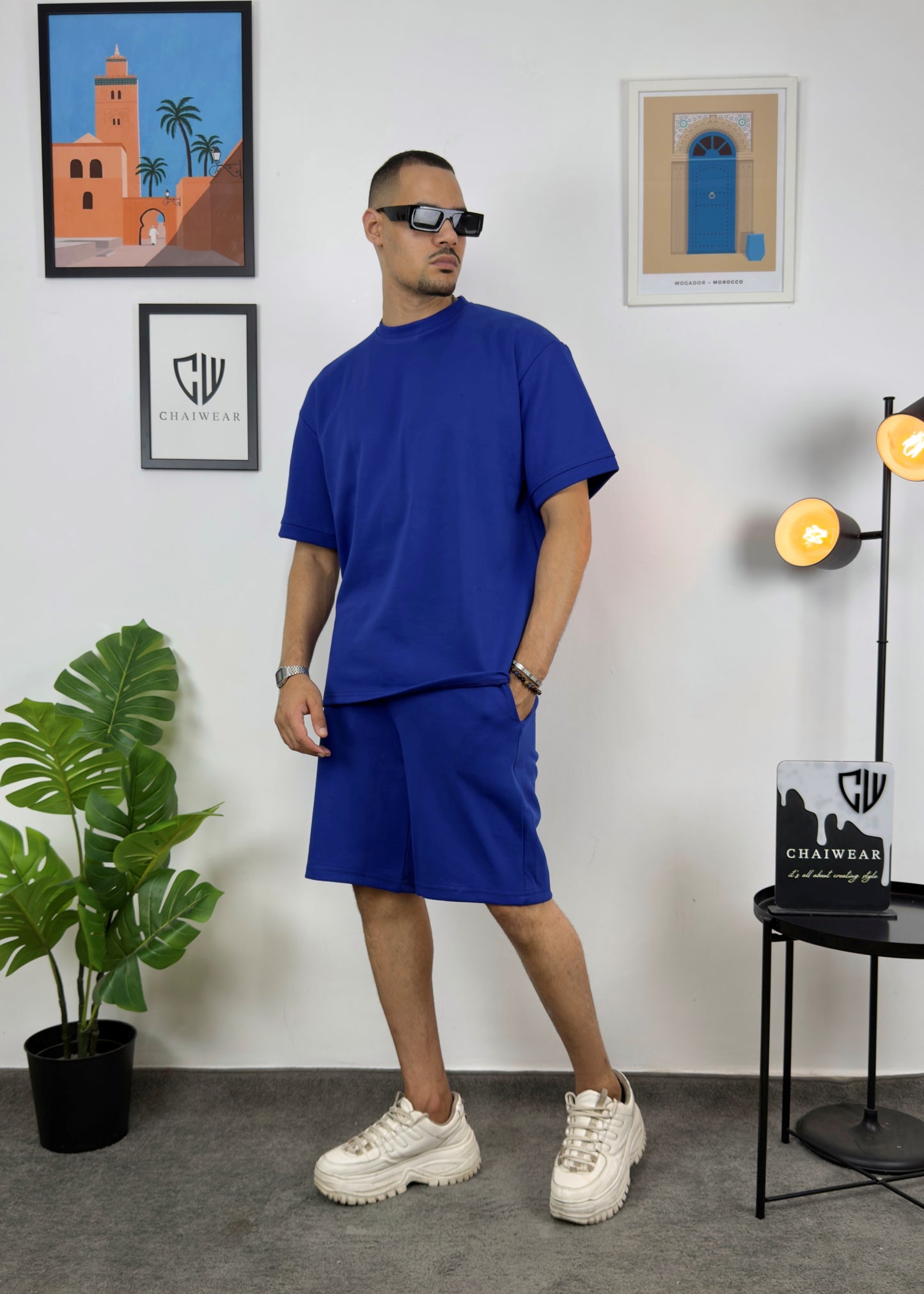 Short et T-shirt simple oversize en coton lourd 320 GSM