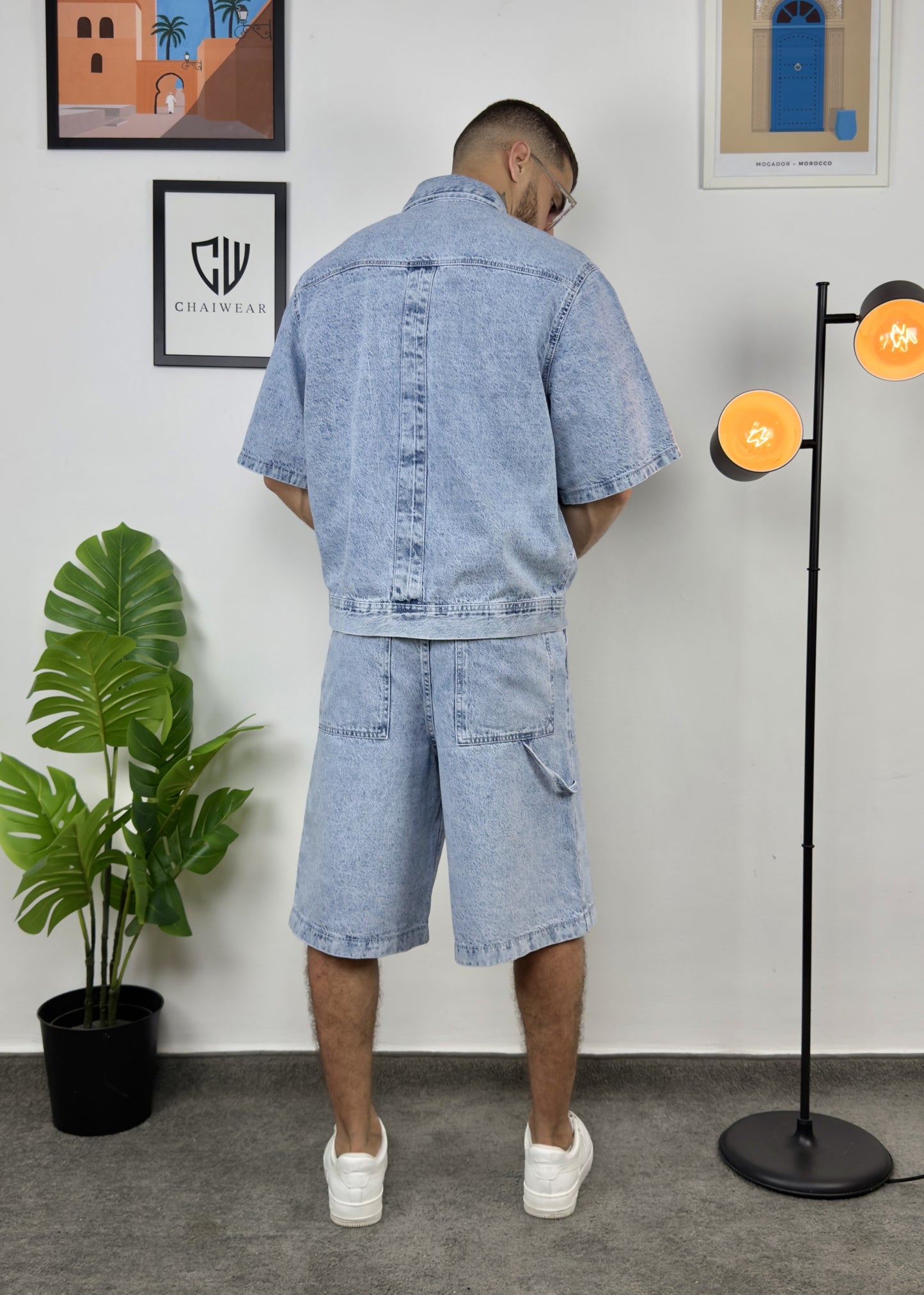 Short et Veste en Jeans oversize en coton lourd 12 Oz