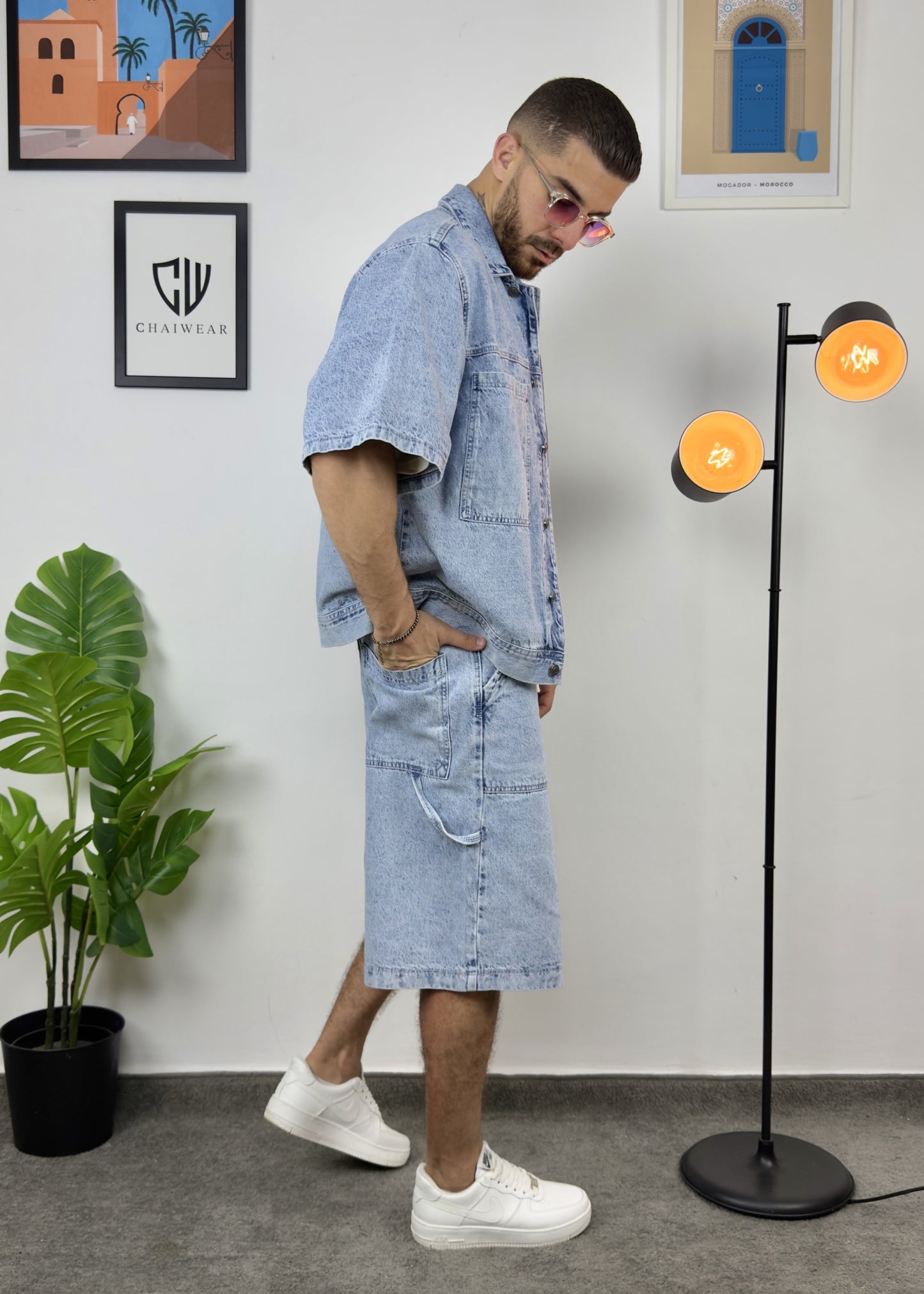 Short et Veste en Jeans oversize en coton lourd 12 Oz