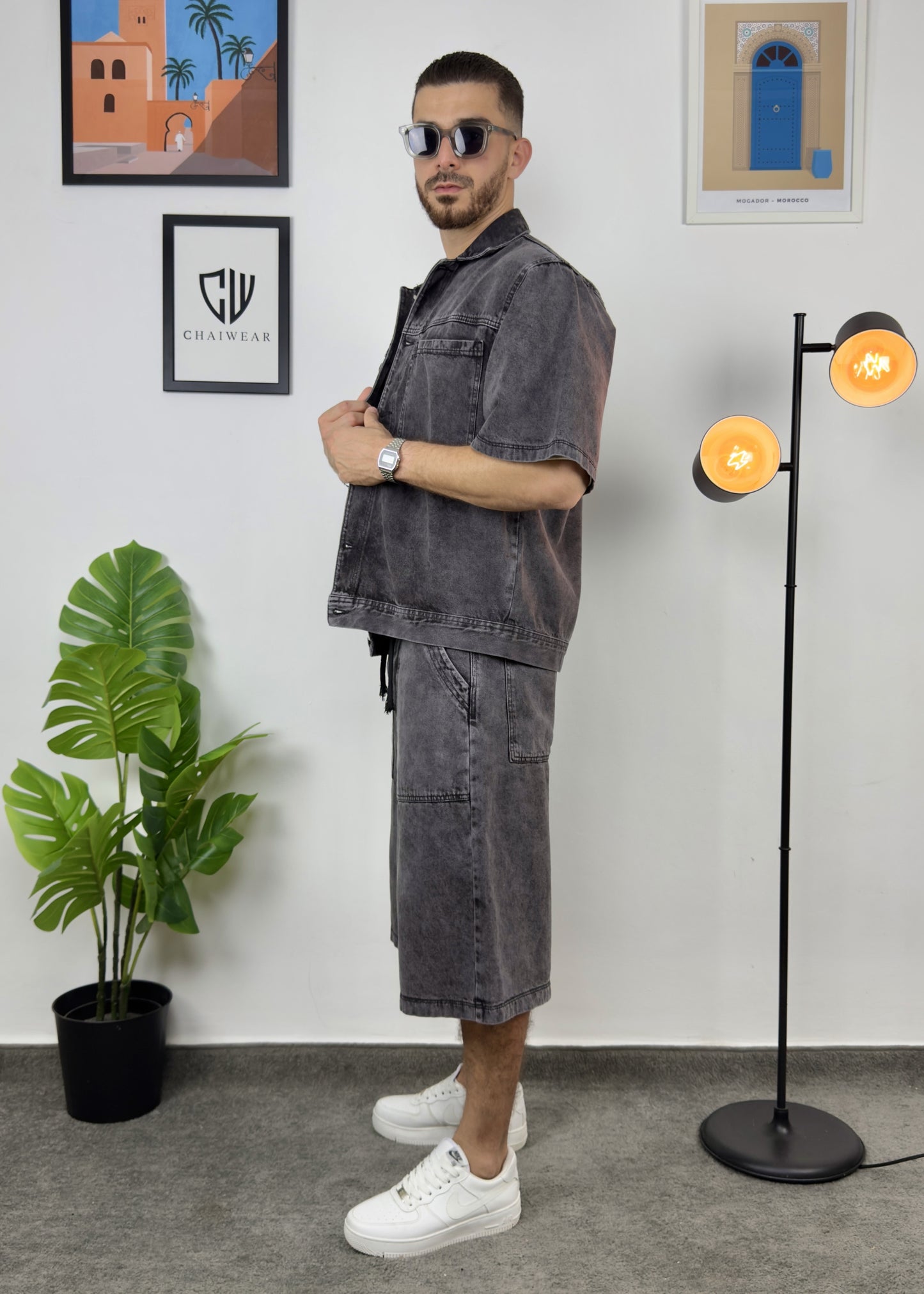 Short et Veste en Jeans oversize en coton lourd 12 Oz