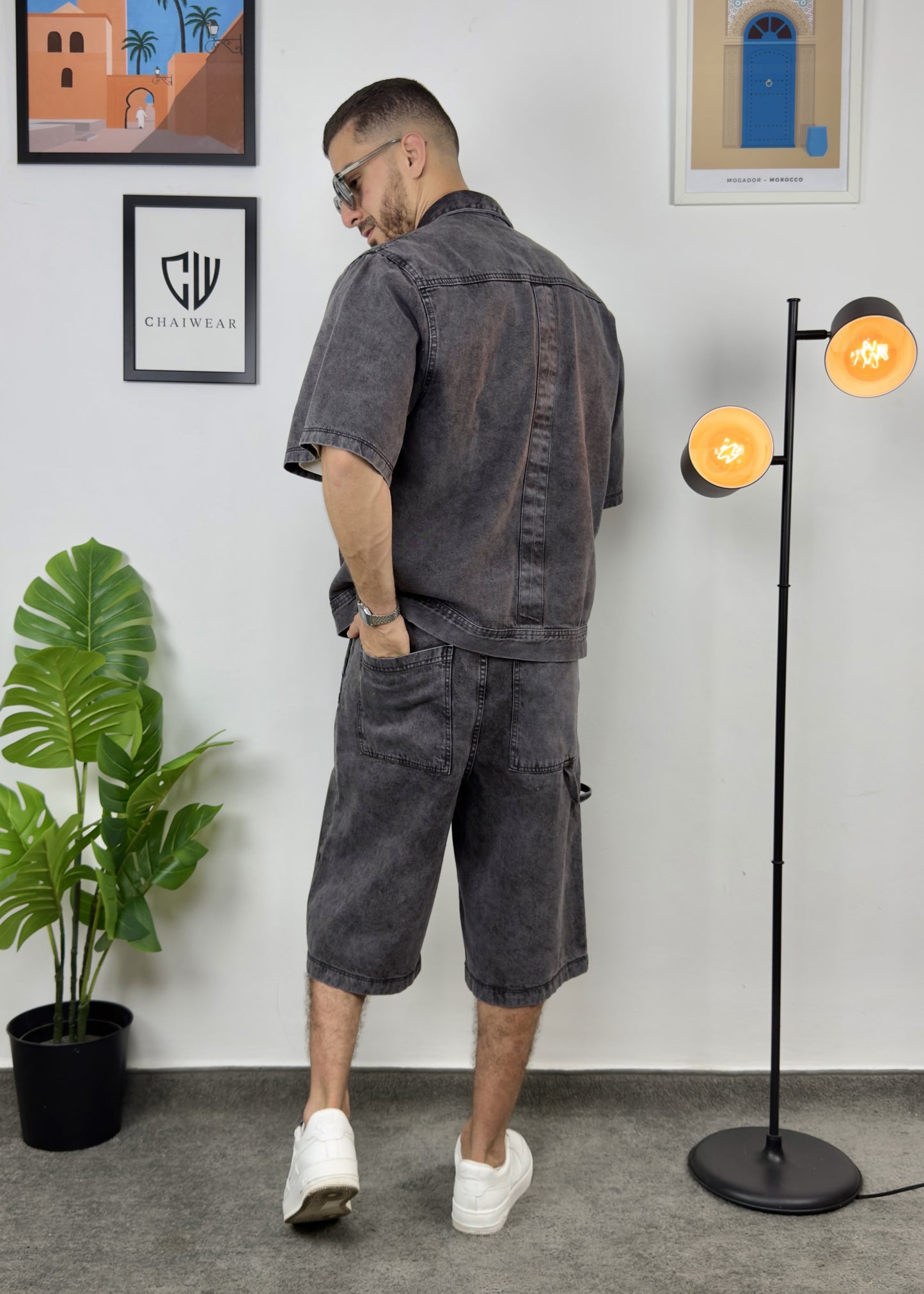 Short et Veste en Jeans oversize en coton lourd 12 Oz