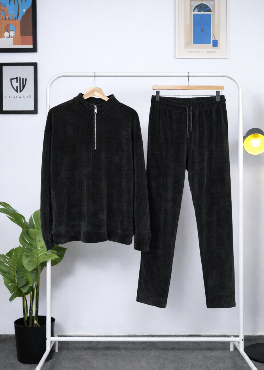 Pantalon et Sweat avec zip oversize en Maille coton lourd 320g / m²